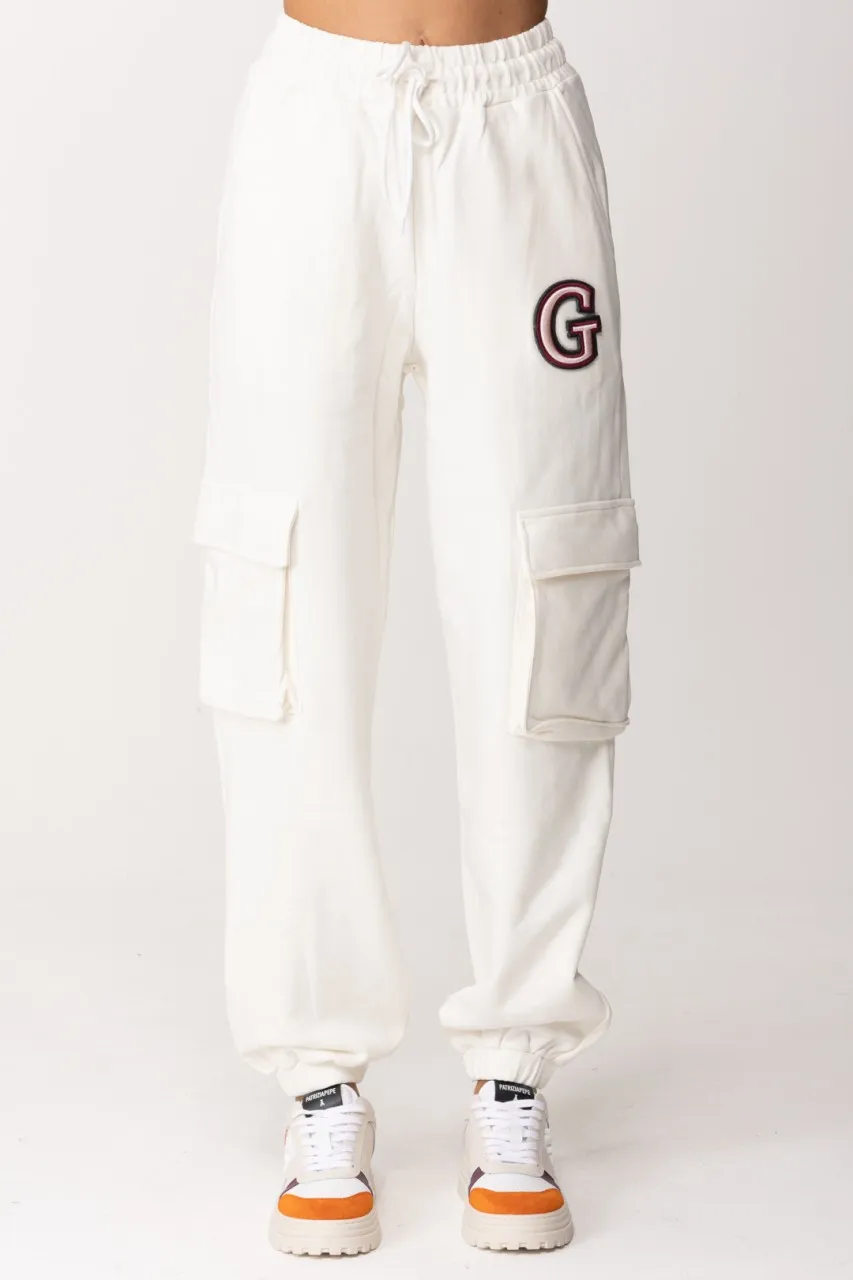 Pantaloni cargo in felpa Offwhite