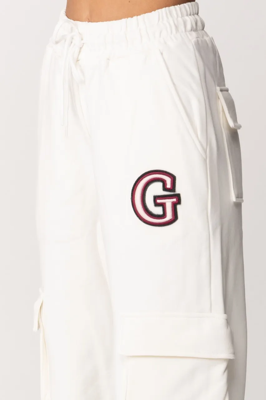 Pantaloni cargo in felpa Offwhite