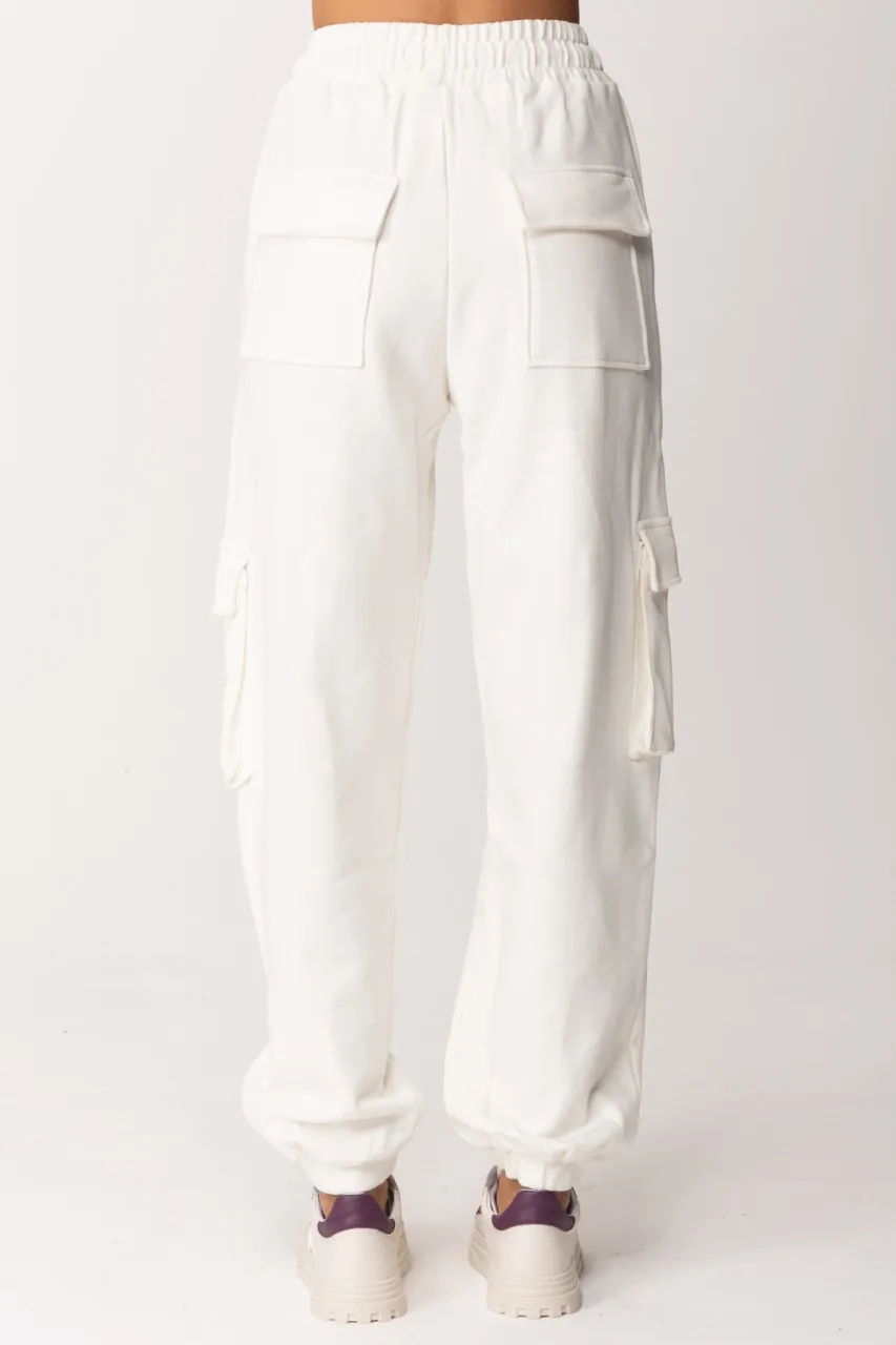 Pantaloni cargo in felpa Offwhite