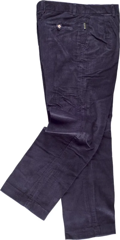 Pantaloni in velluto a coste senza elastico in vita blu scuro
