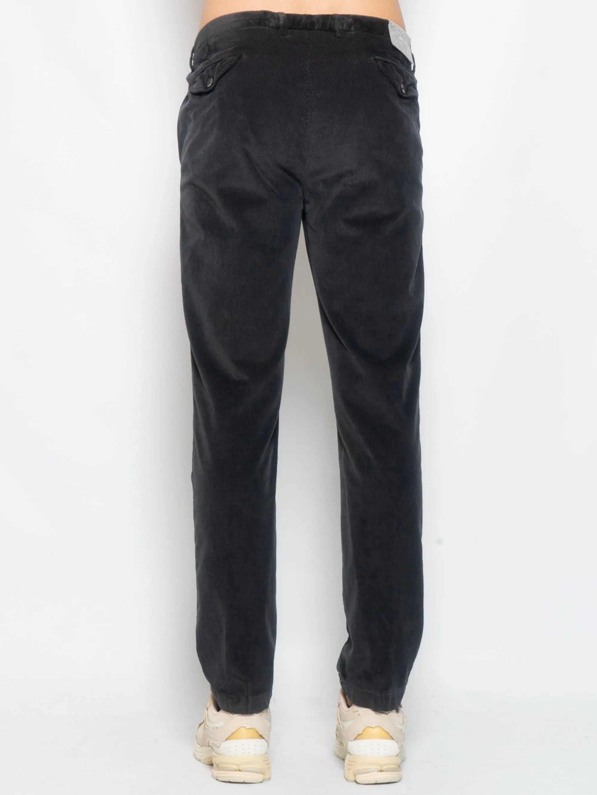 Pantaloni in Velluto con Laccio Antracite