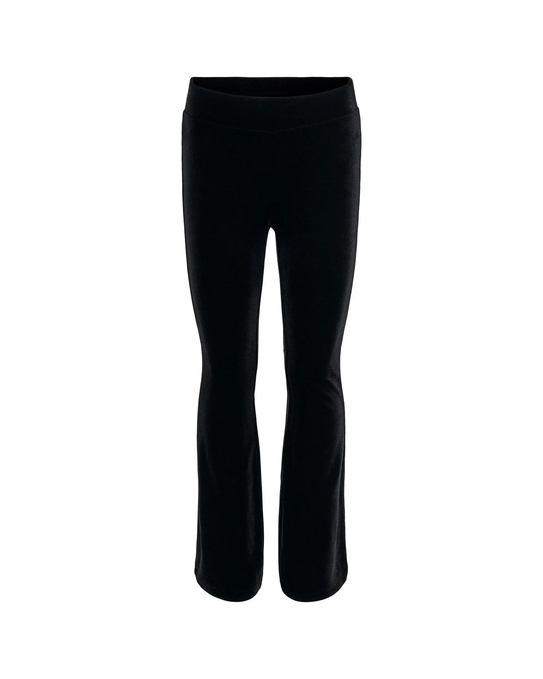 Pantaloni neri a zampa in velluto con fascia elastica in vita 10-14 anni