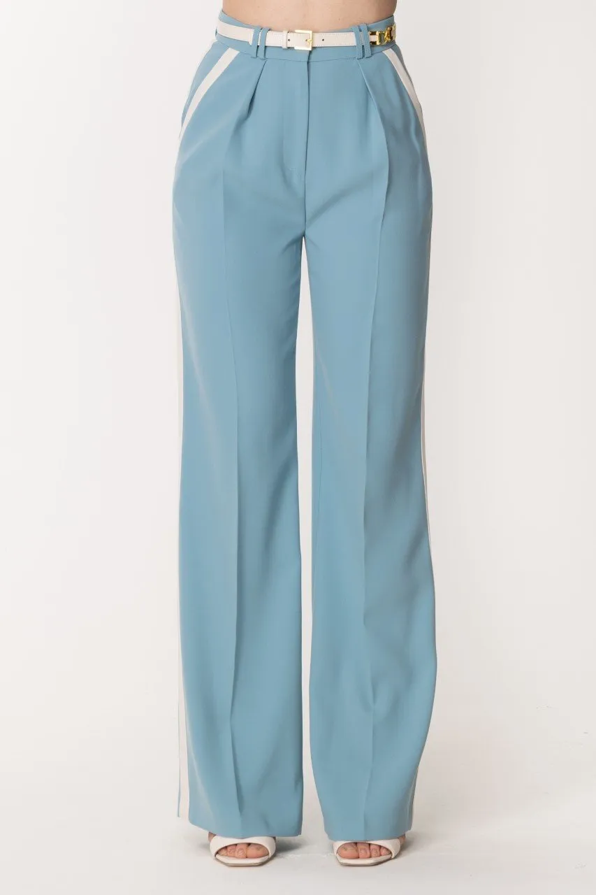 Pantaloni palazzo con bande colorate e cintura CARTA DA ZUCCHERO/BURRO