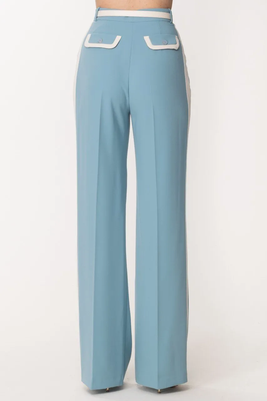 Pantaloni palazzo con bande colorate e cintura CARTA DA ZUCCHERO/BURRO