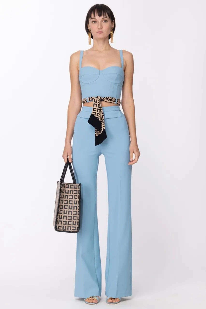 Pantaloni palazzo con micro accessorio logo CartaDaZucchero