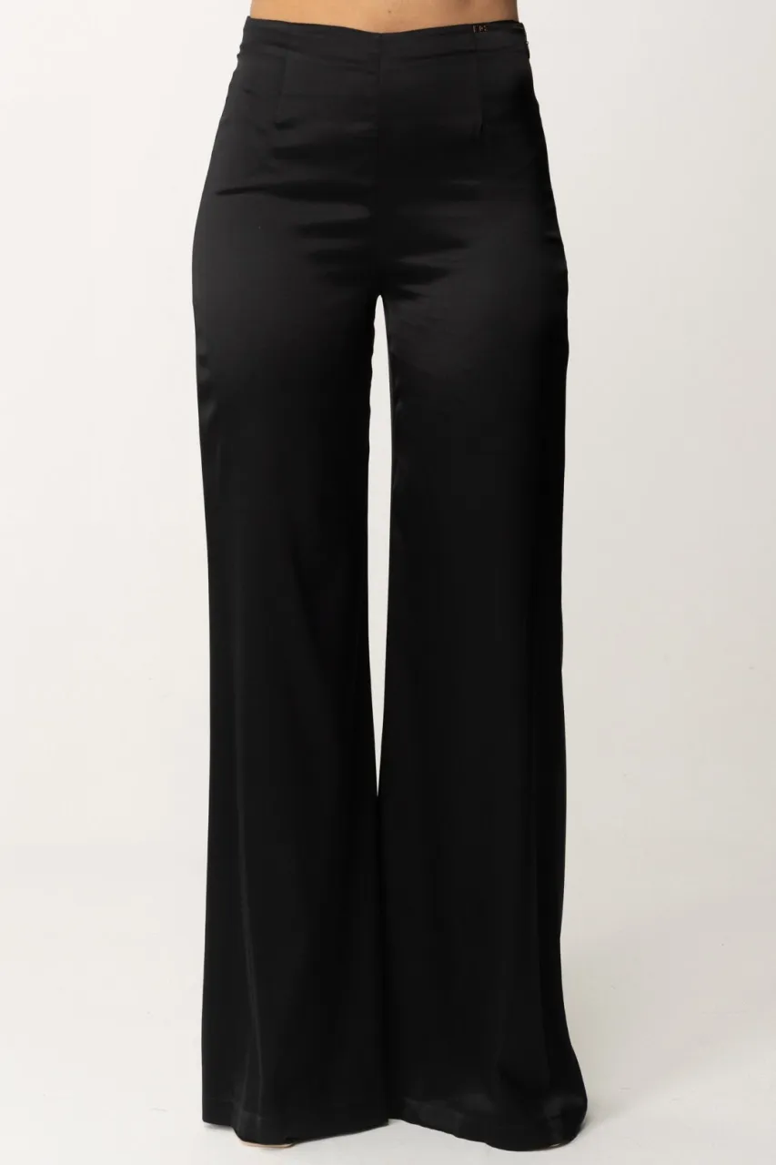 Pantaloni palazzo in crepe fluido Nero
