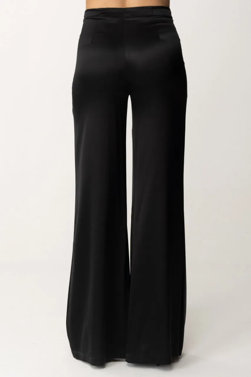 Pantaloni palazzo in crepe fluido Nero