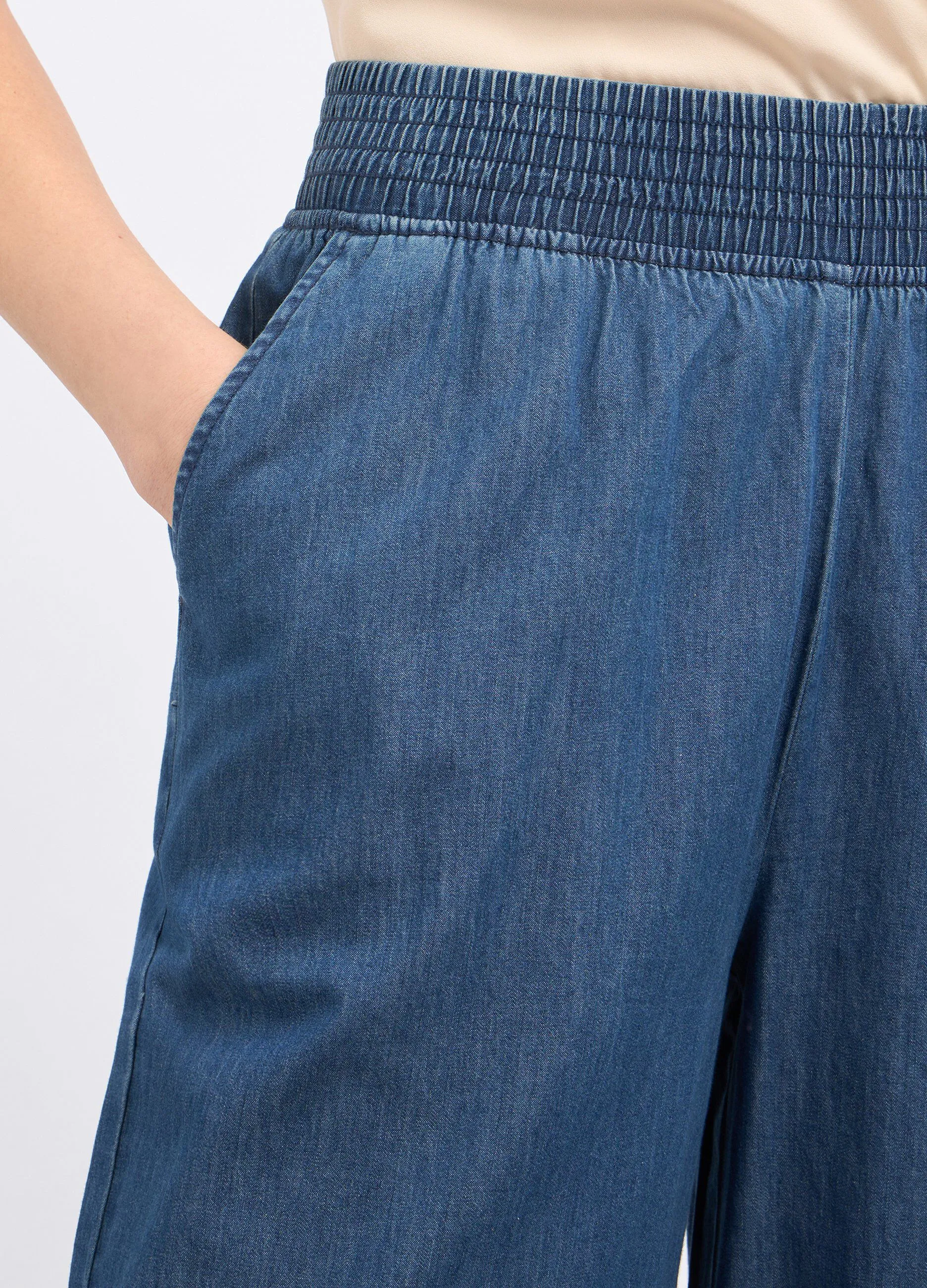 Pantaloni palazzo in denim di puro cotone donna