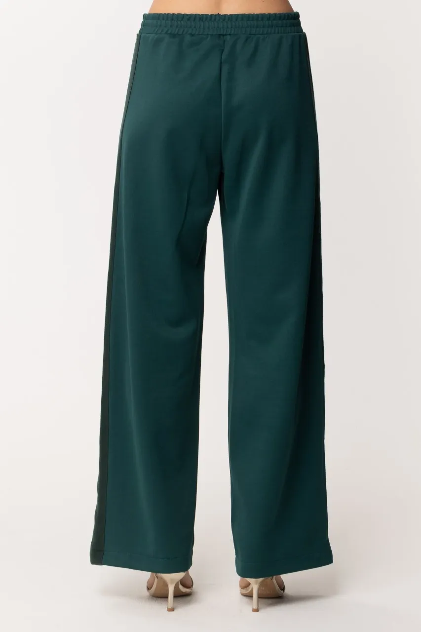 Pantaloni palazzo in maglia BIC VERDE SCURO/PITONE