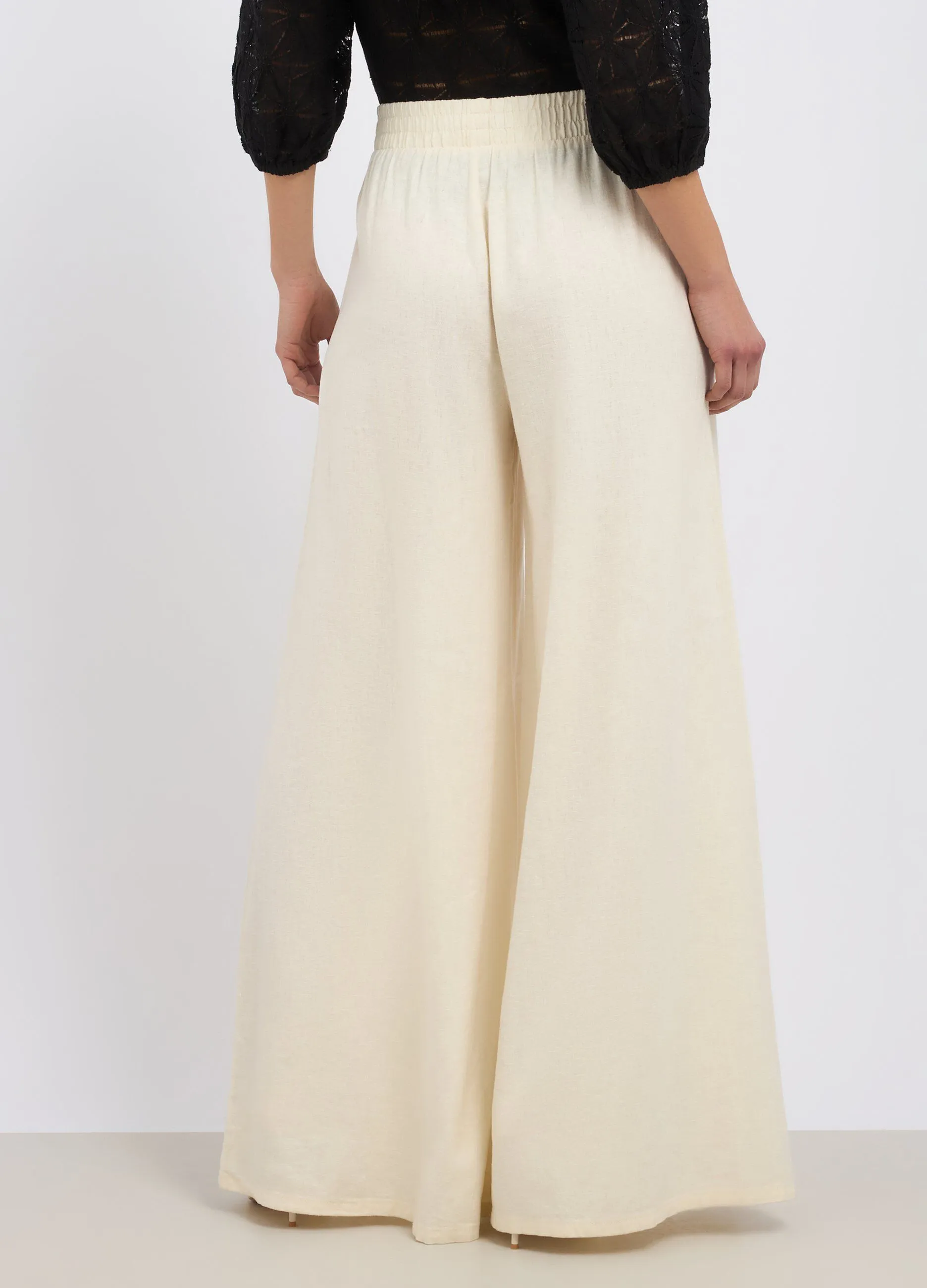 Pantaloni palazzo in misto lino donna