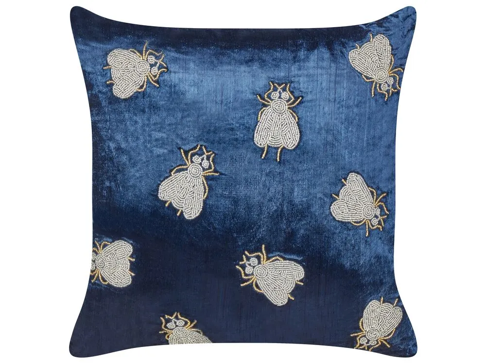 PENTAS Cuscino decorativo Trama animale Blu marino 45 x 45 cm Velluto