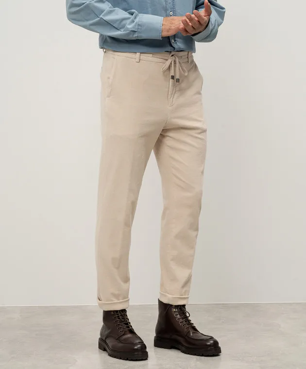 Peserico Pantaloni beige in velluto a coste con logo R54595T303277