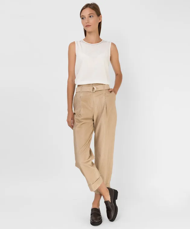Peserico Pantaloni in velluto a coste beige ChangeClear P04808A01583