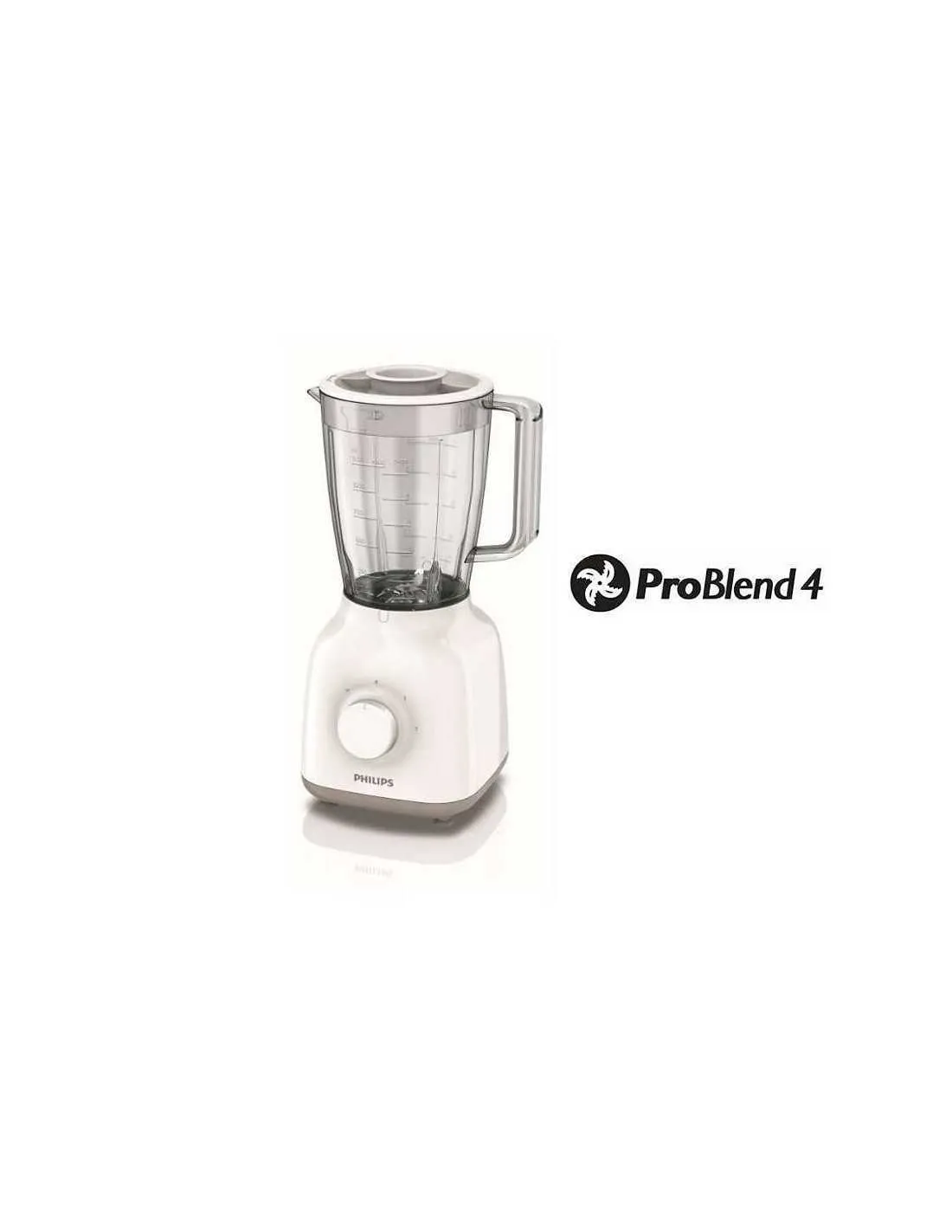 Philips HR2100/00 Frullatore con lama a stella e recipiente in plastica rinforzato anti urto, 400W, 2 Velocità e Pulse