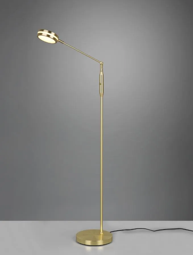 Piantana Ottone Satinato Disco Touch Led Orientabile Franklin Trio Lighting