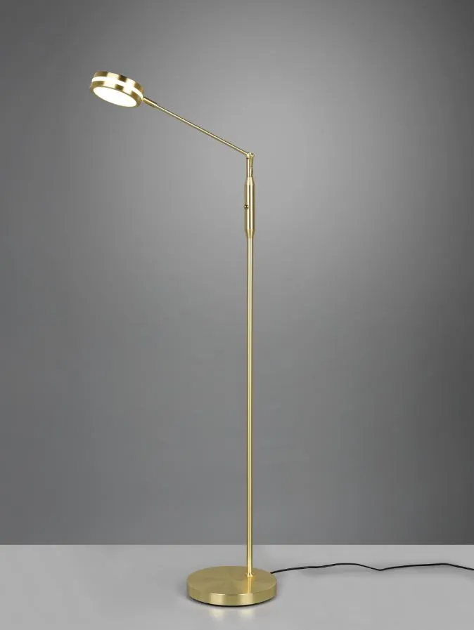 Piantana Ottone Satinato Disco Touch Led Orientabile Franklin Trio Lighting