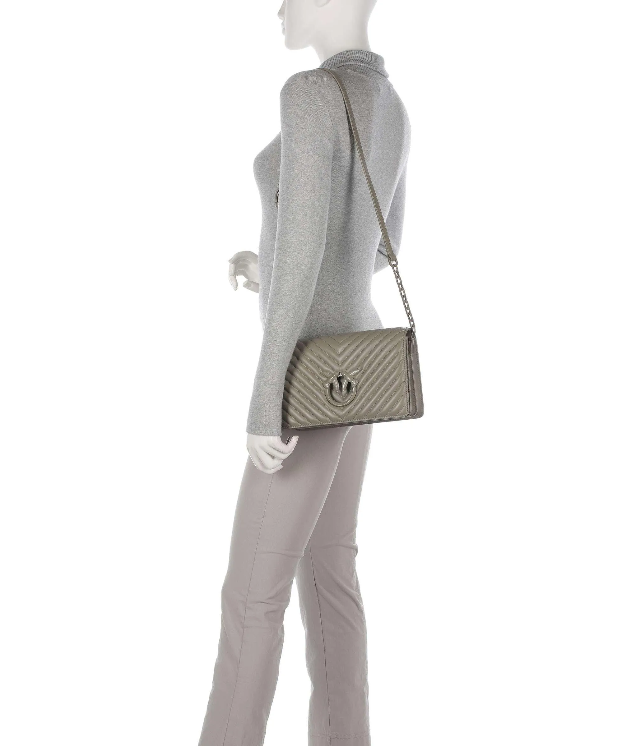  Pinko Love Click Classic Borsa a tracolla pelle di pecora taupe  