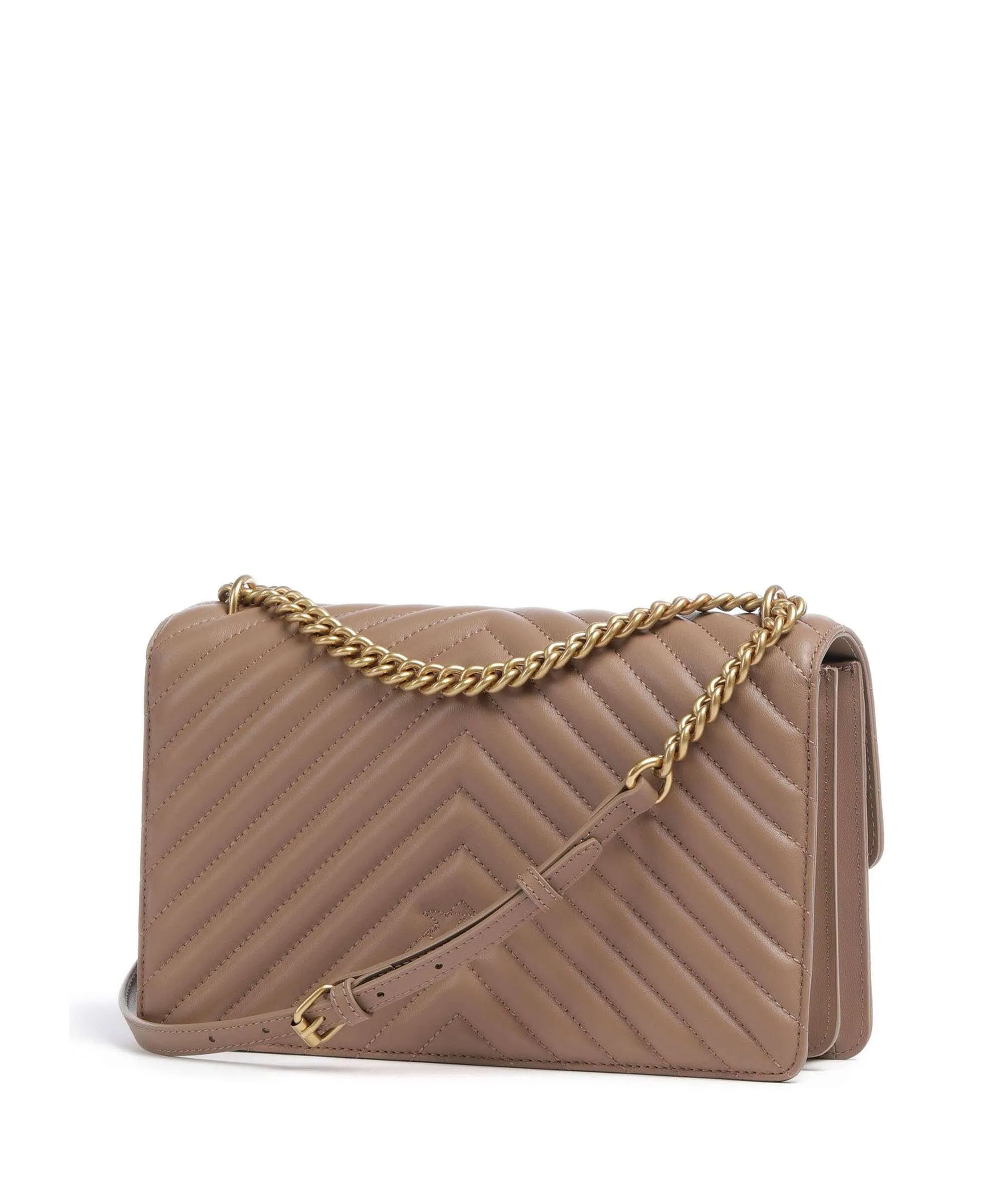  Pinko Love One Classic Borsa a spalla pelle di pecora marrone chiaro  
