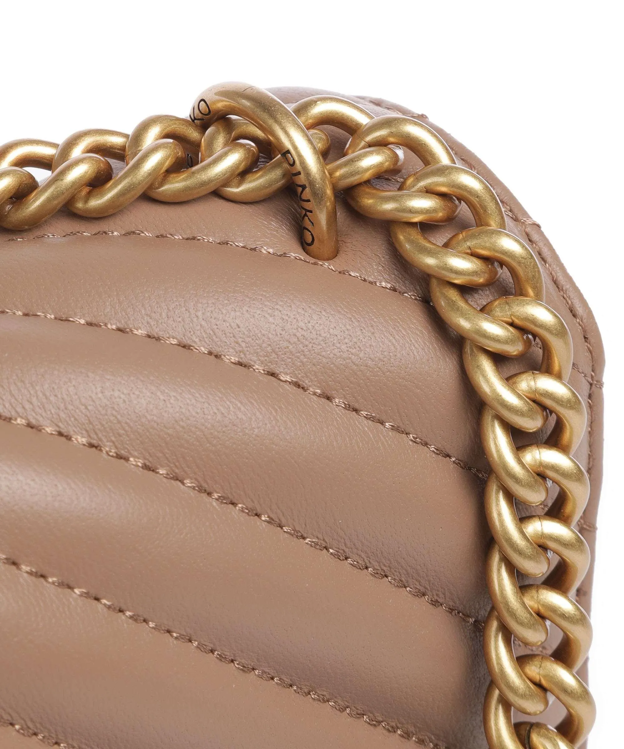  Pinko Love One Classic Borsa a spalla pelle di pecora marrone chiaro  