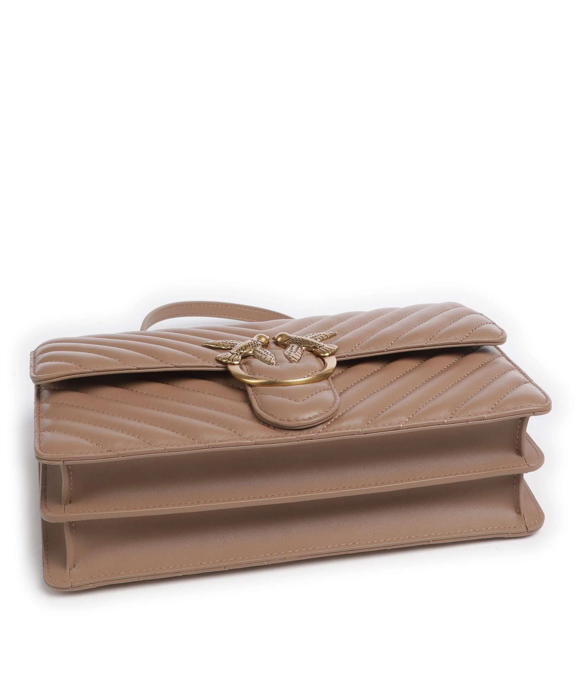  Pinko Love One Classic Borsa a spalla pelle di pecora marrone chiaro  