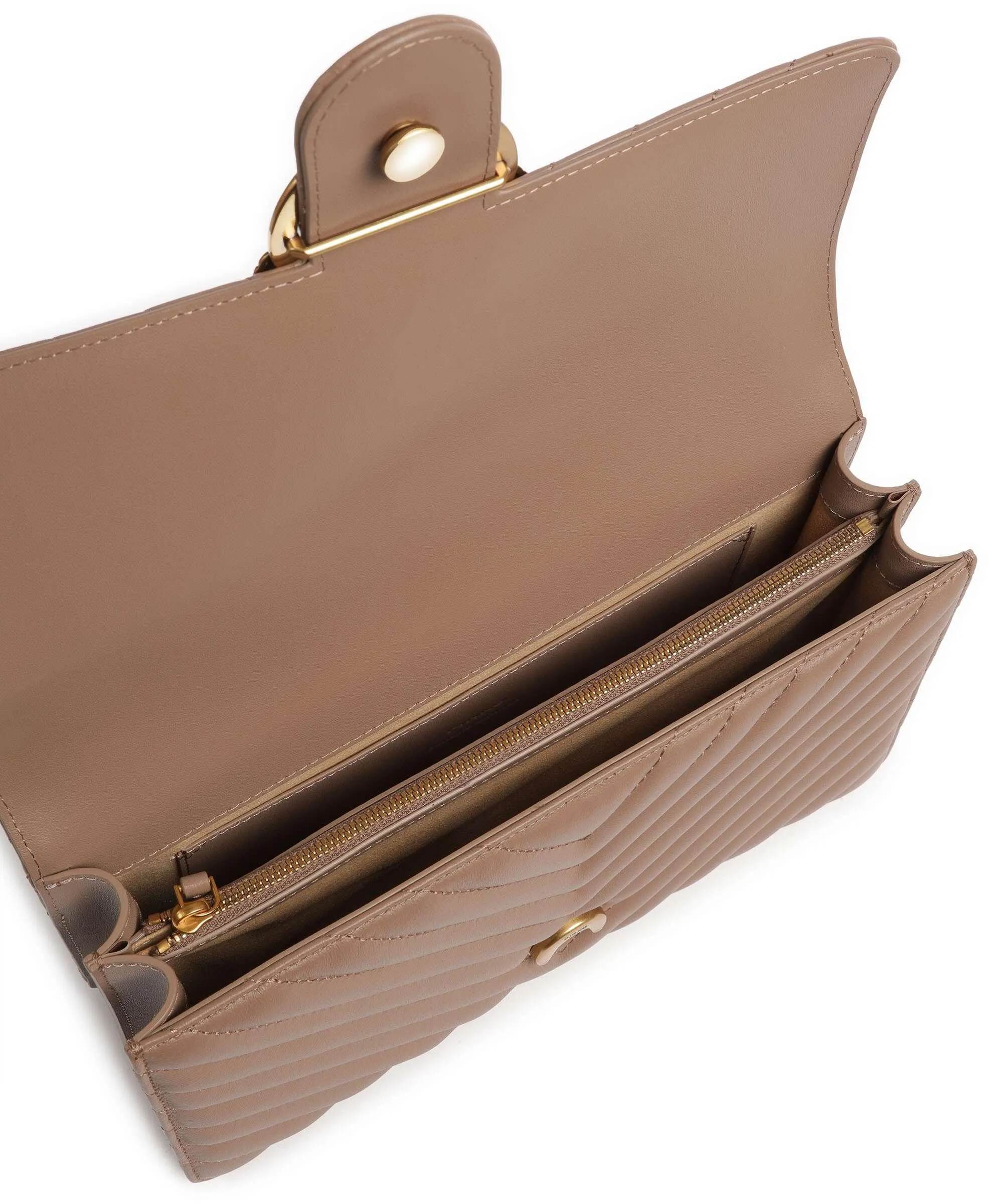  Pinko Love One Classic Borsa a spalla pelle di pecora marrone chiaro  