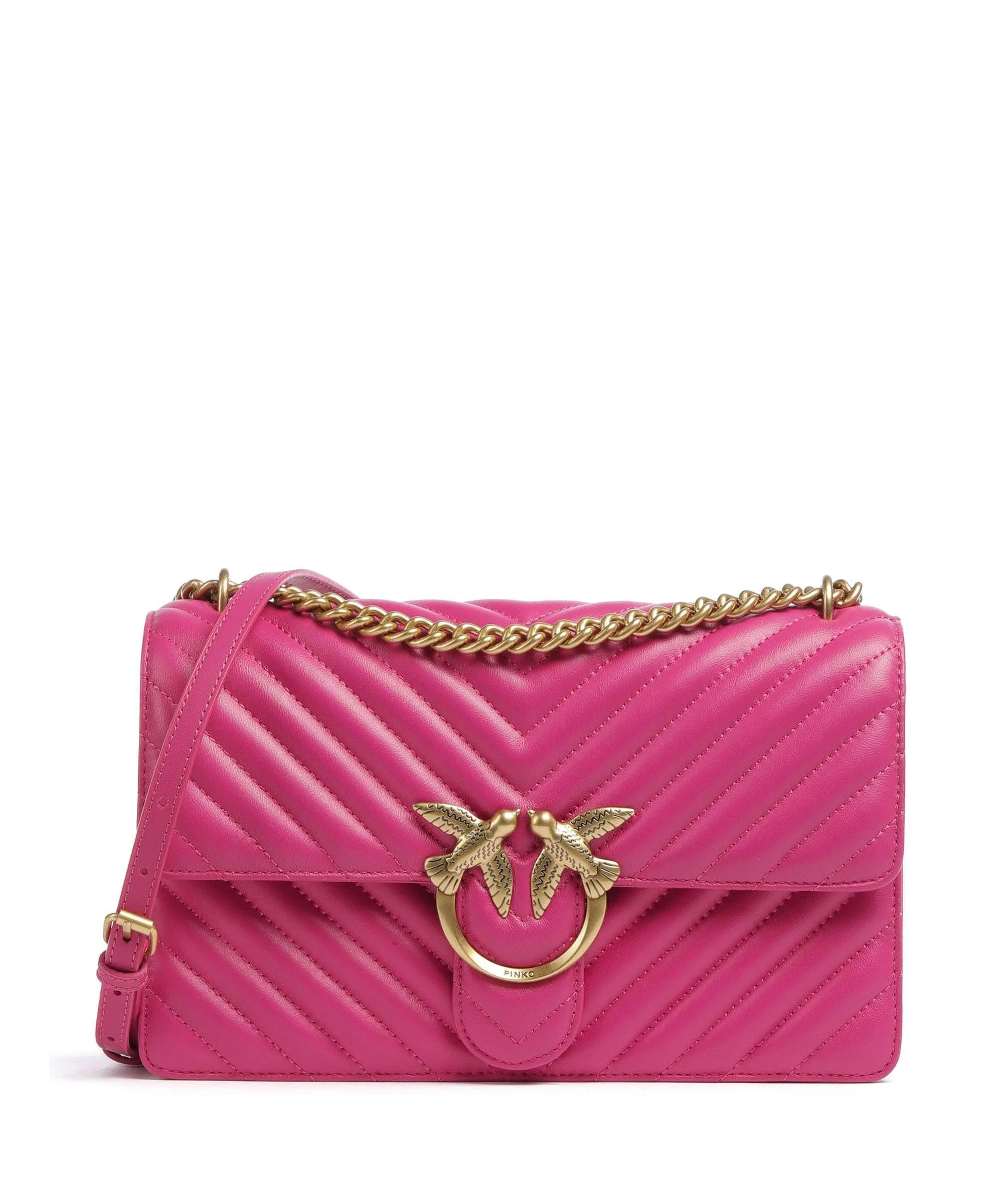 Pinko Love One Classic Borsa a spalla pelle di pecora pink  