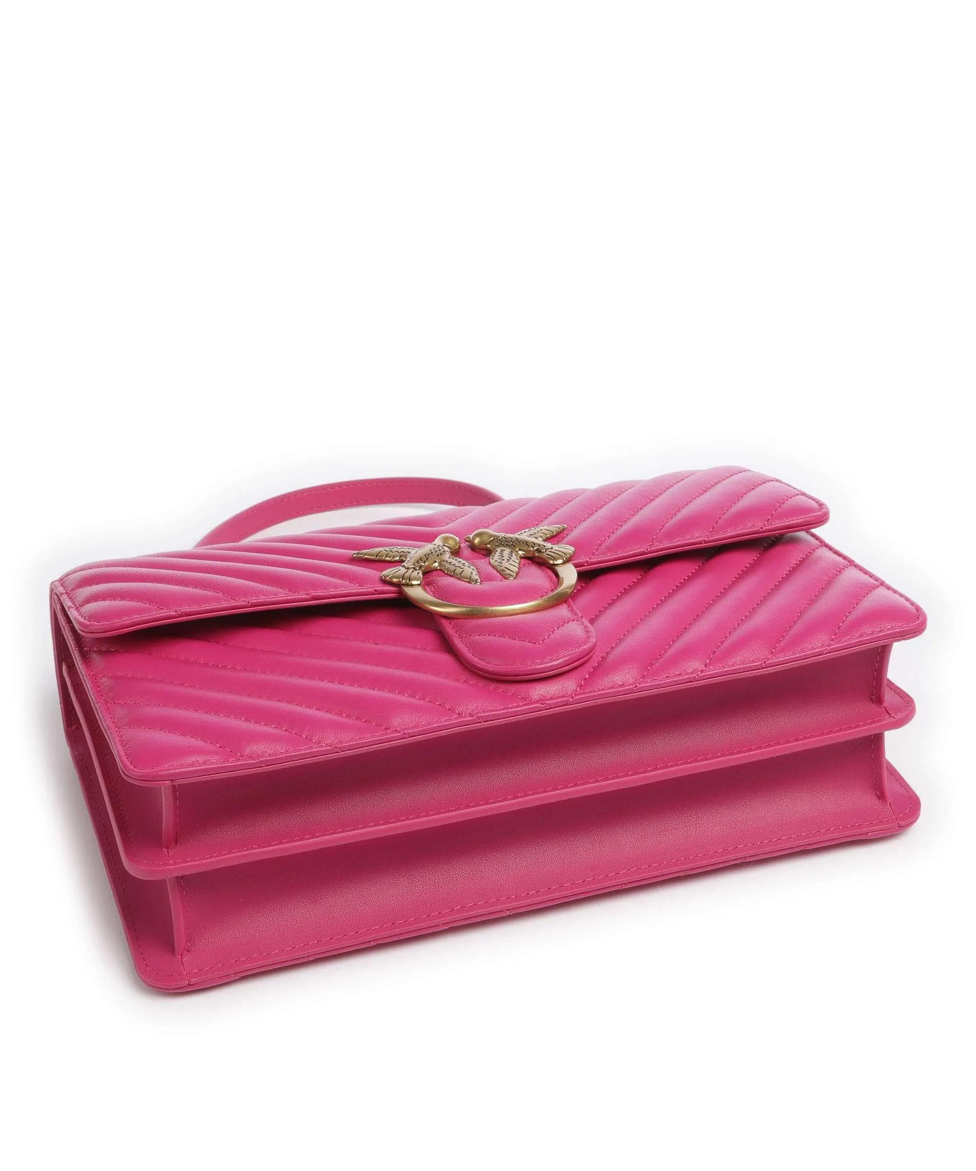 Pinko Love One Classic Borsa a spalla pelle di pecora pink  