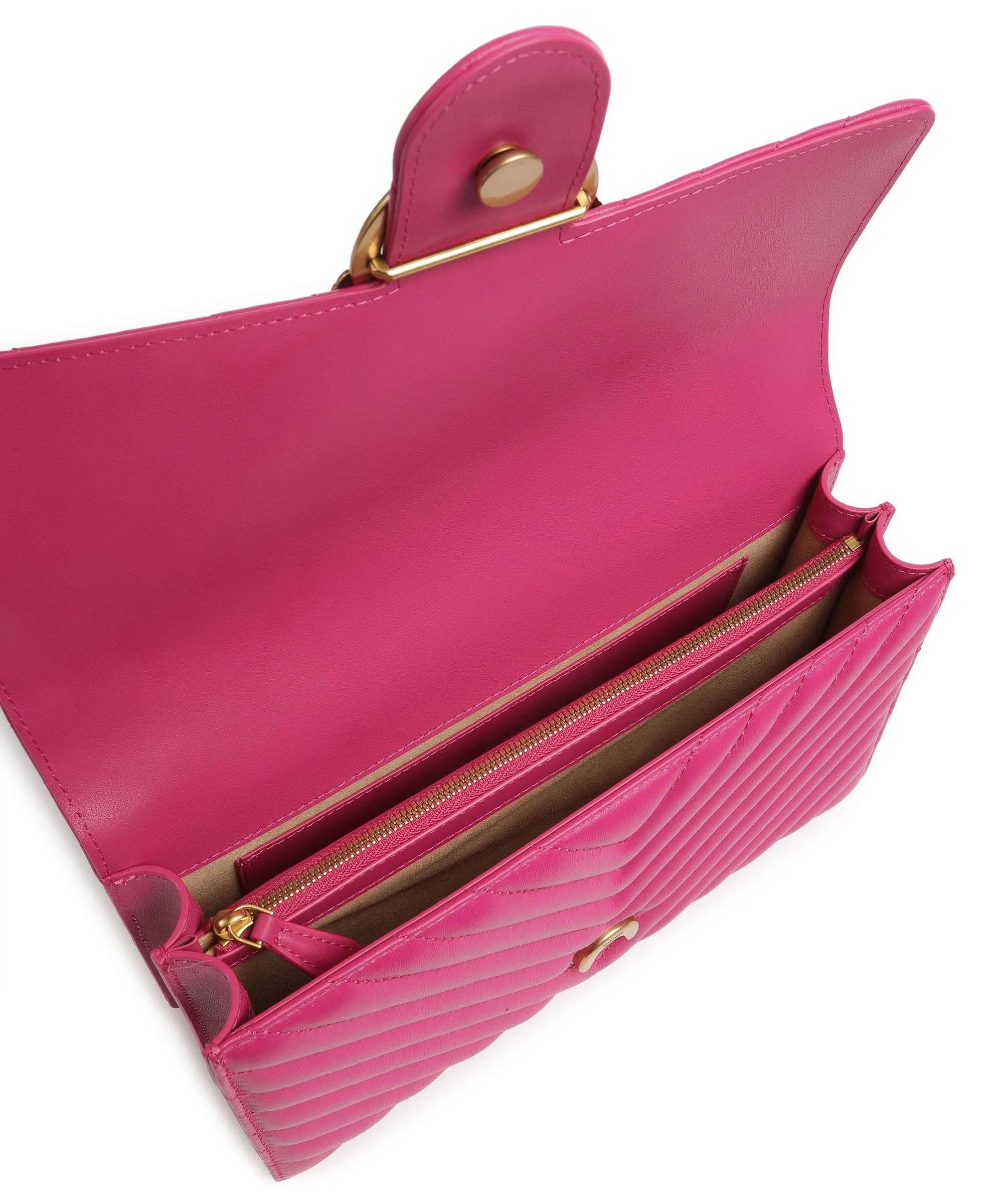  Pinko Love One Classic Borsa a spalla pelle di pecora pink  