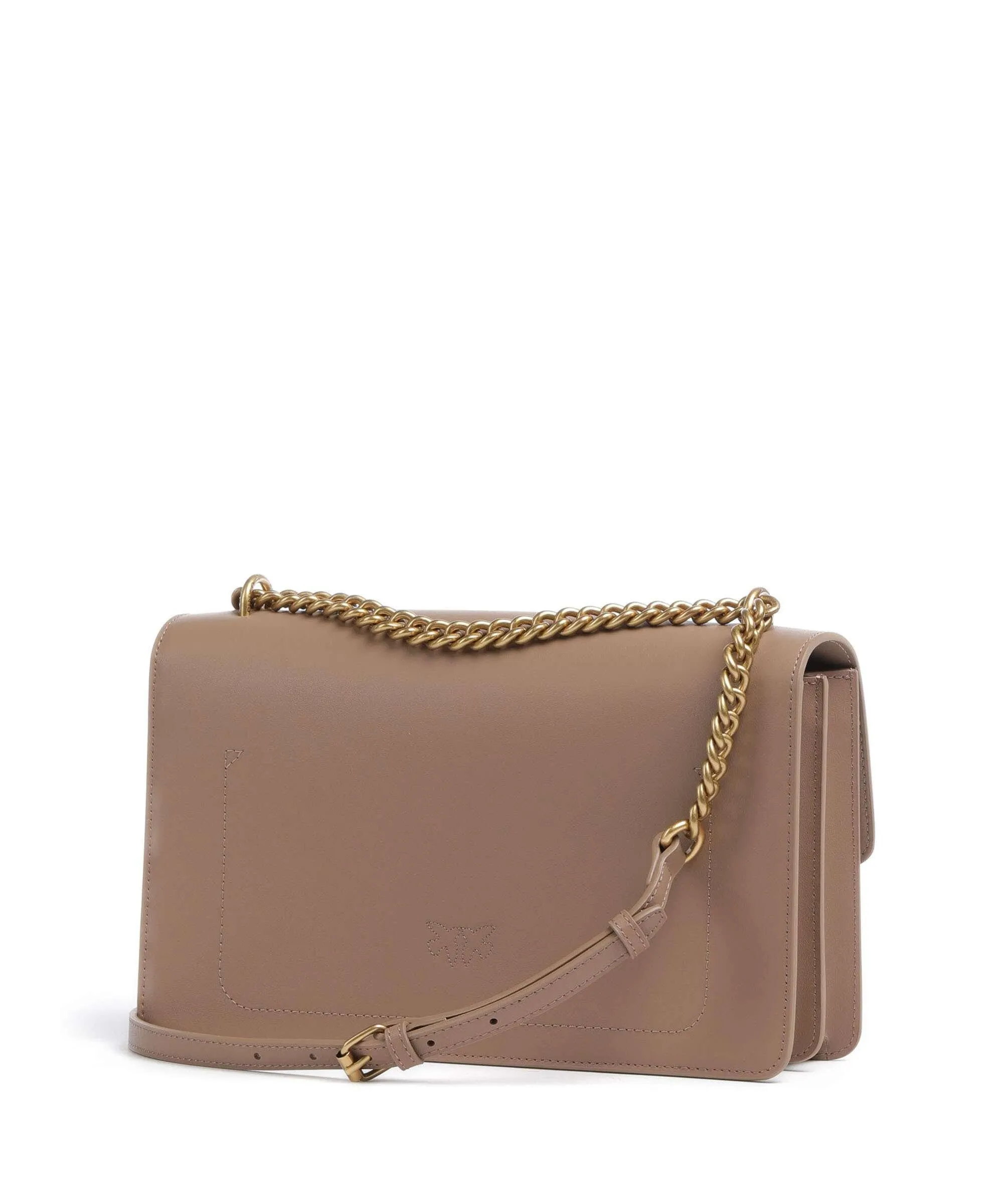  Pinko Love One Classic Borsa a spalla pelle di vacchetta finemente grana marrone chiaro  