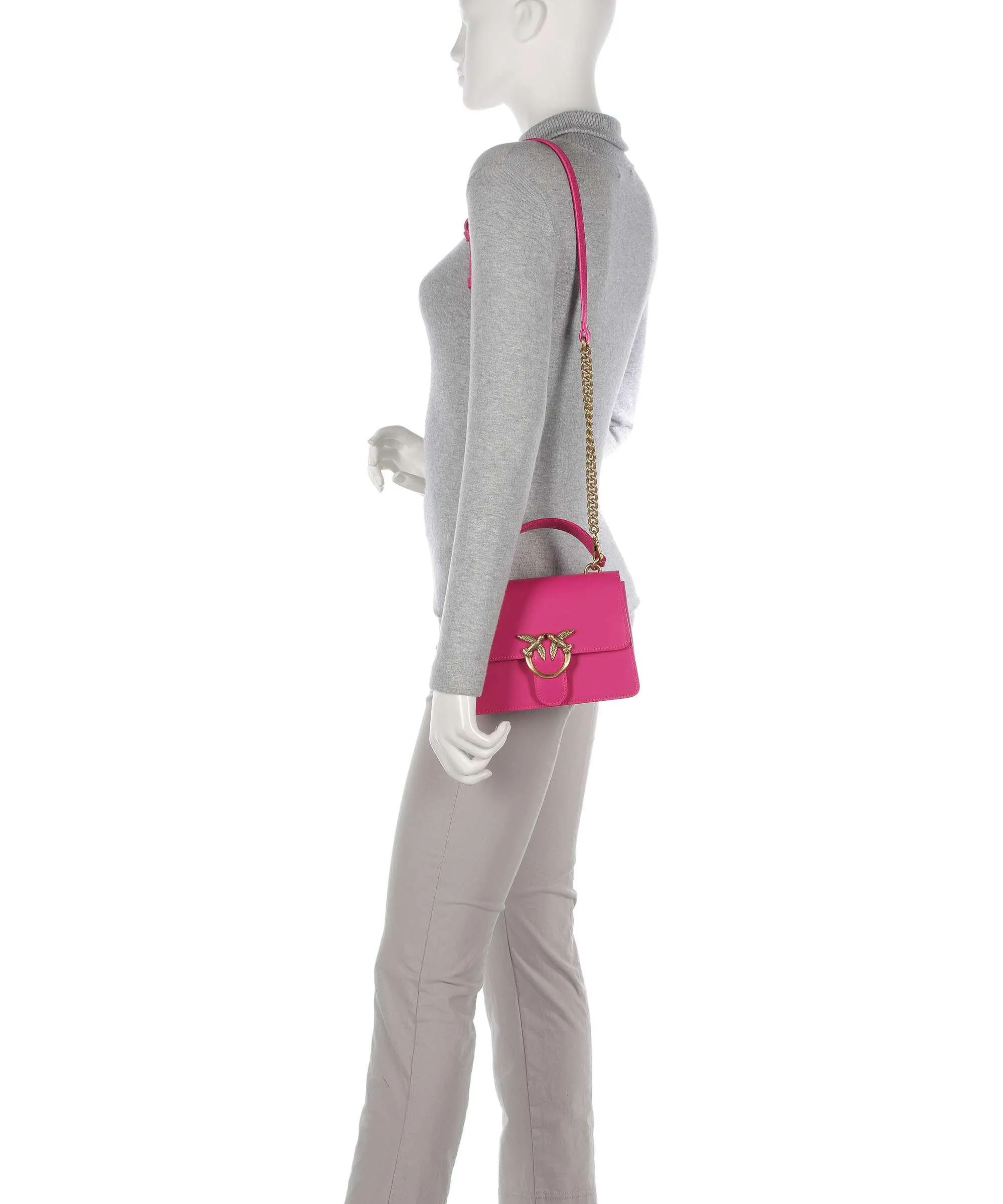  Pinko Love One Mini Borsa a tracolla pelle di vacchetta finemente grana pink  