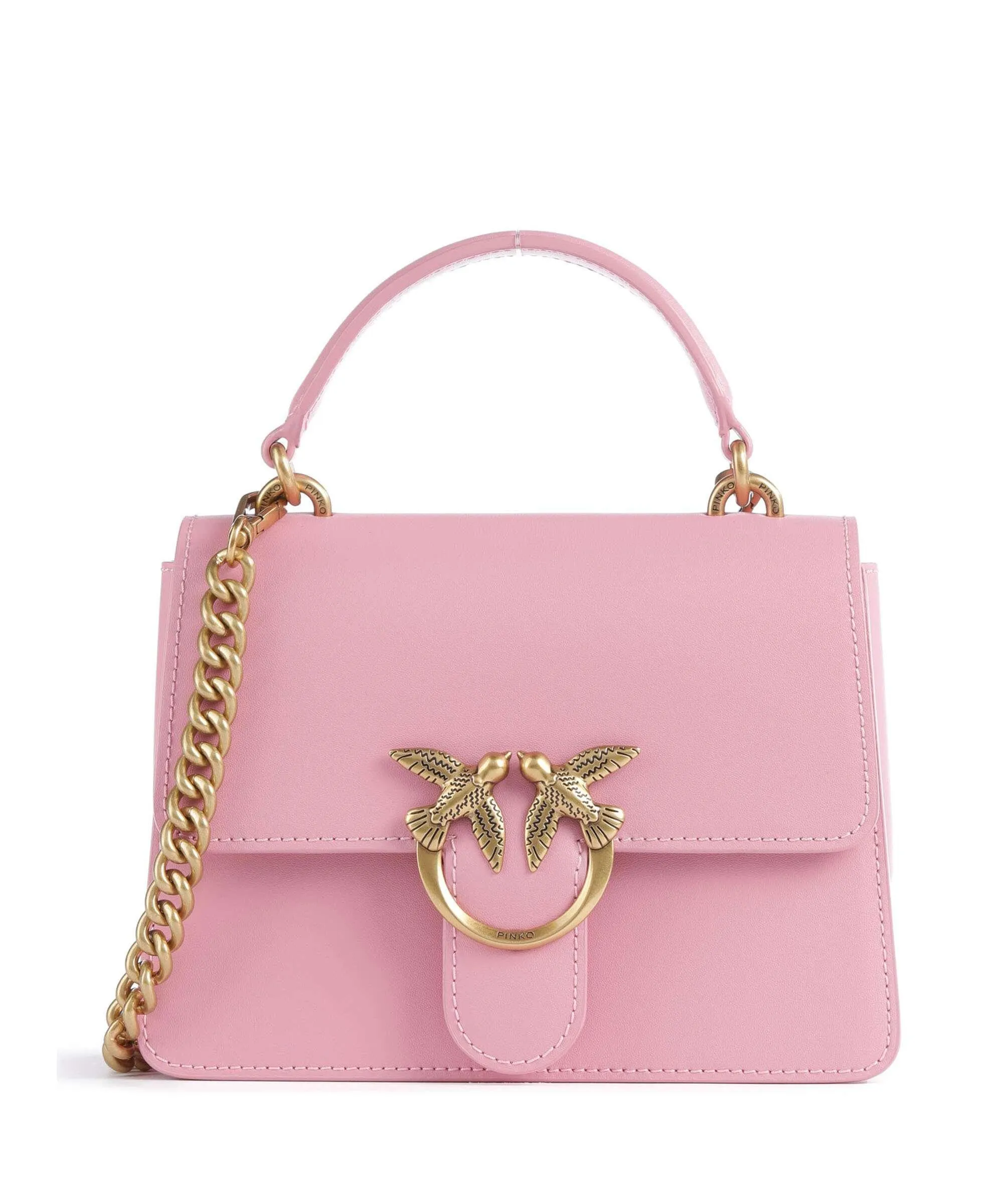  Pinko Love One Mini Borsa a tracolla pelle di vacchetta finemente grana rosa  