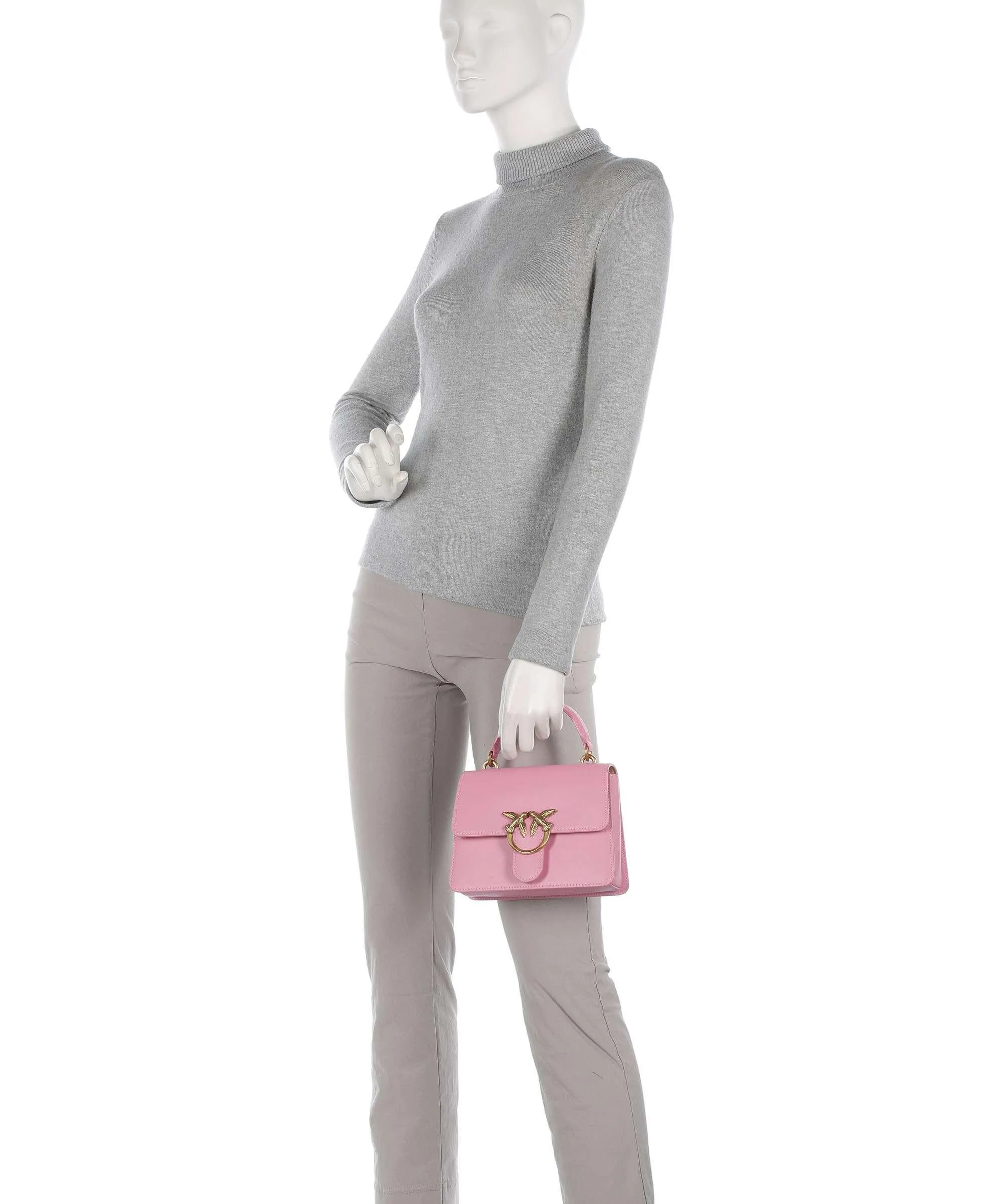  Pinko Love One Mini Borsa a tracolla pelle di vacchetta finemente grana rosa  
