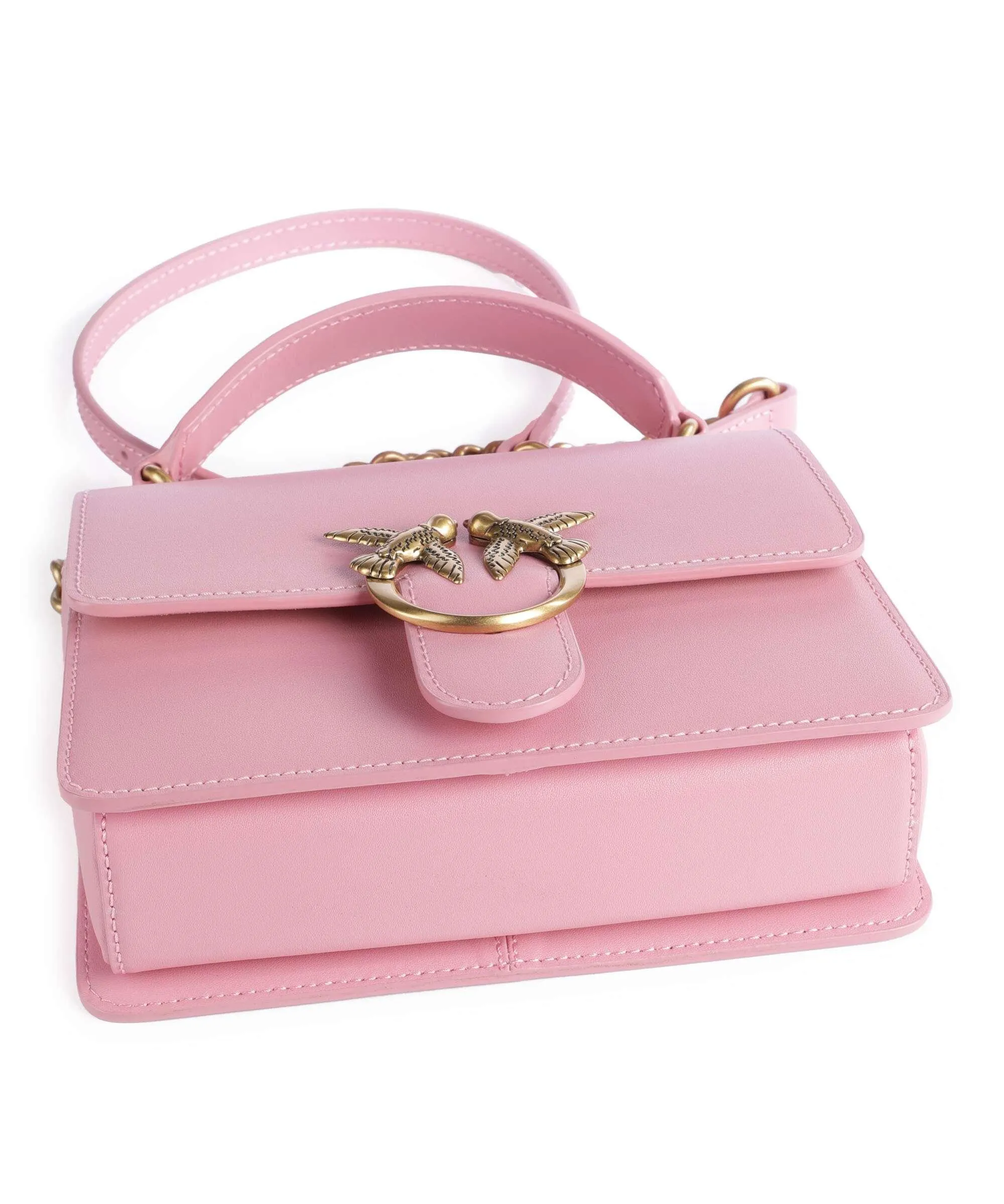  Pinko Love One Mini Borsa a tracolla pelle di vacchetta finemente grana rosa  