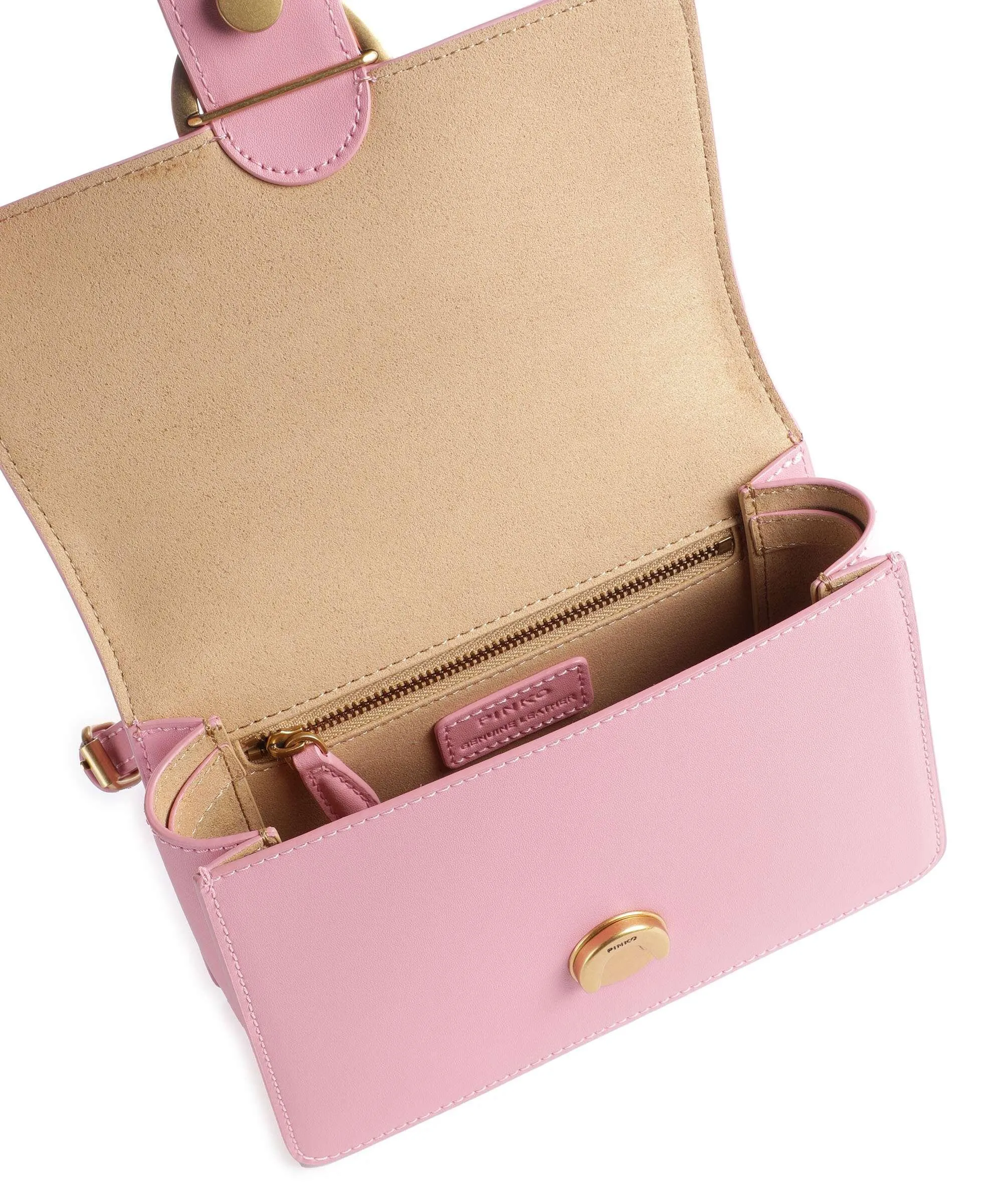  Pinko Love One Mini Borsa a tracolla pelle di vacchetta finemente grana rosa  