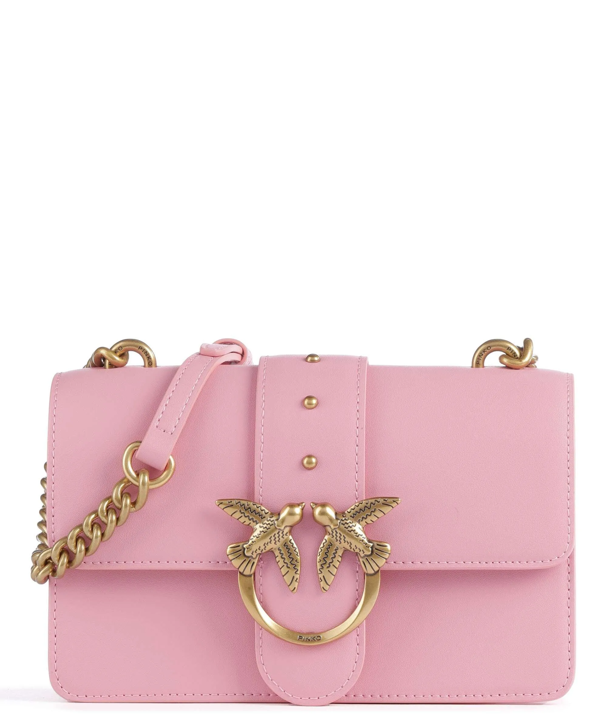  Pinko Love One Mini Borsa a tracolla pelle di vitello finemente grana rosa  