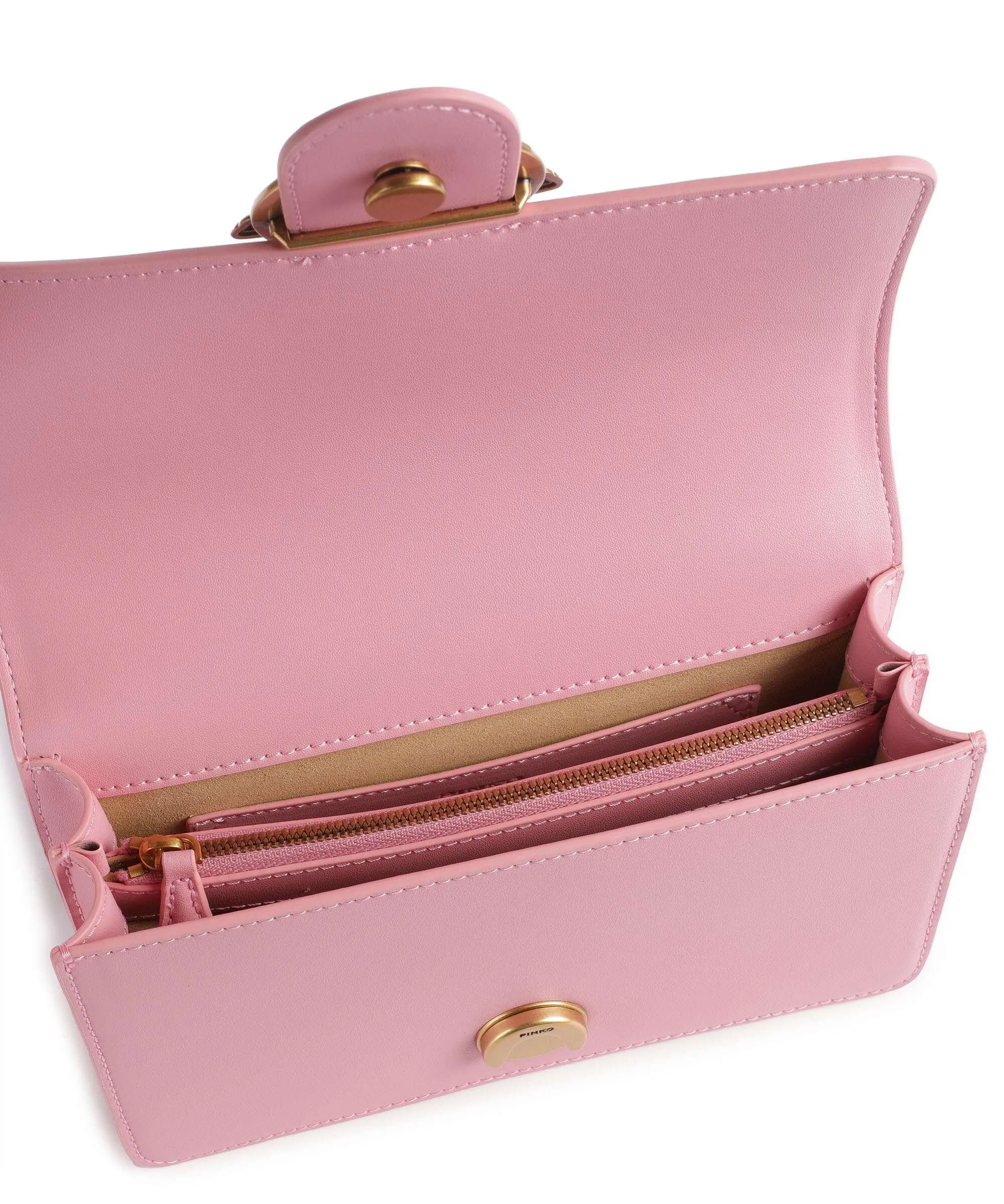  Pinko Love One Mini Borsa a tracolla pelle di vitello finemente grana rosa  