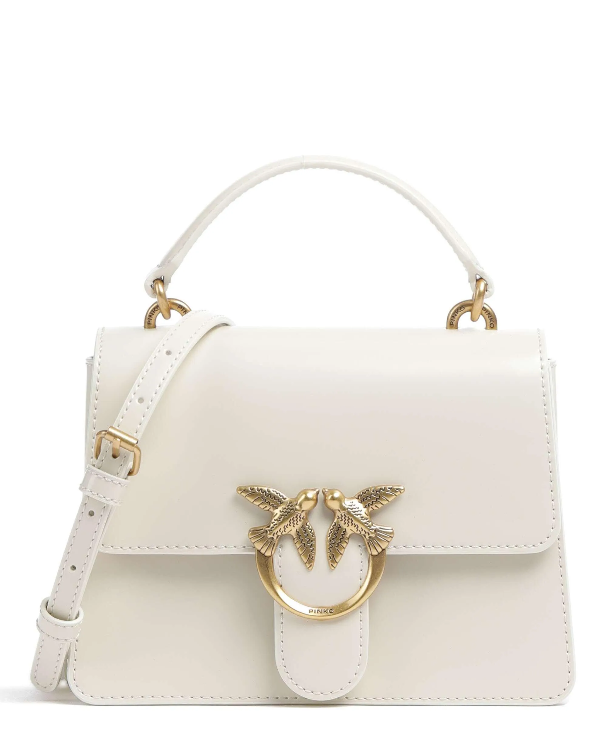  Pinko Love One Mini Borsa a tracolla pelle liscia bianco  