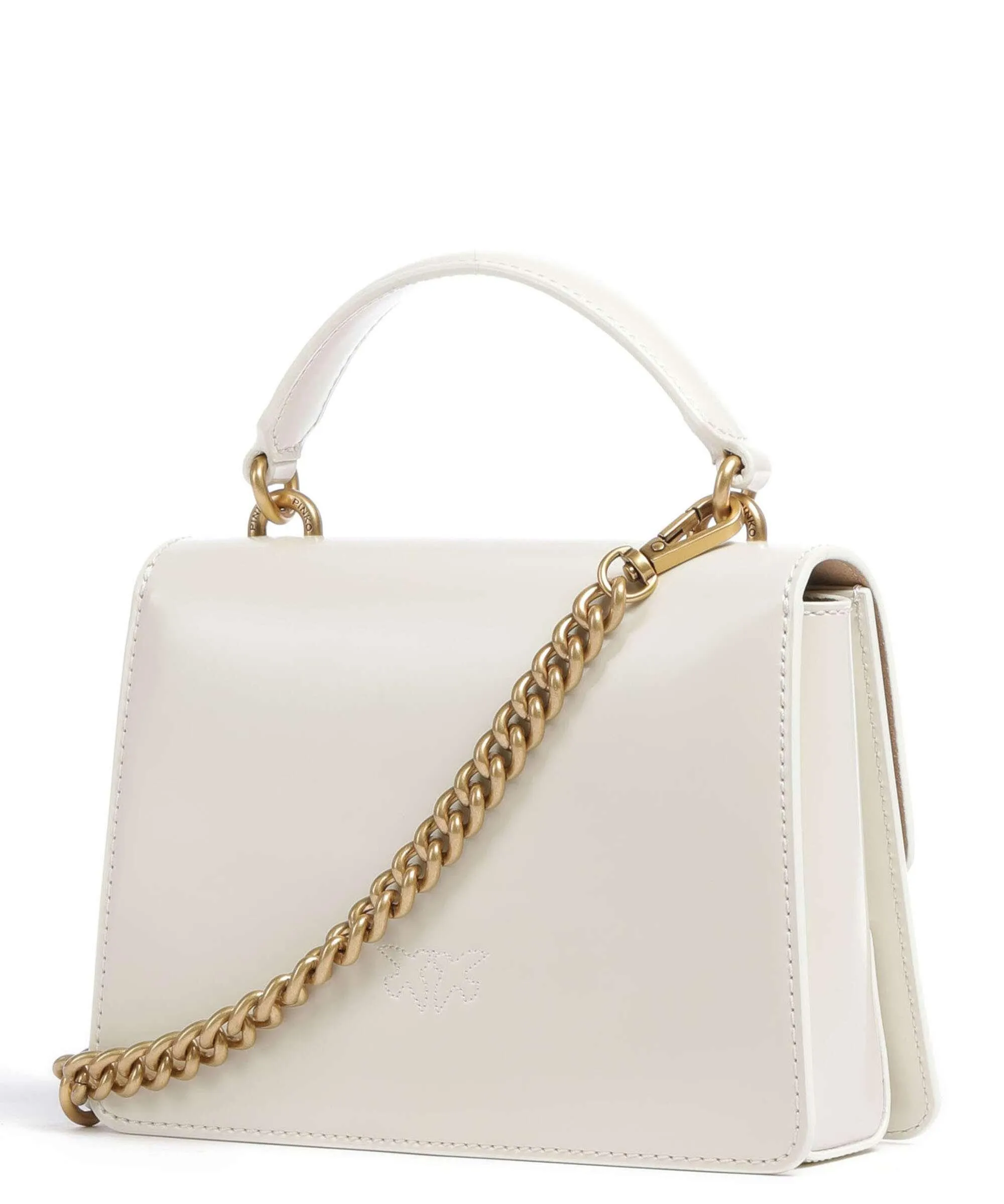  Pinko Love One Mini Borsa a tracolla pelle liscia bianco  
