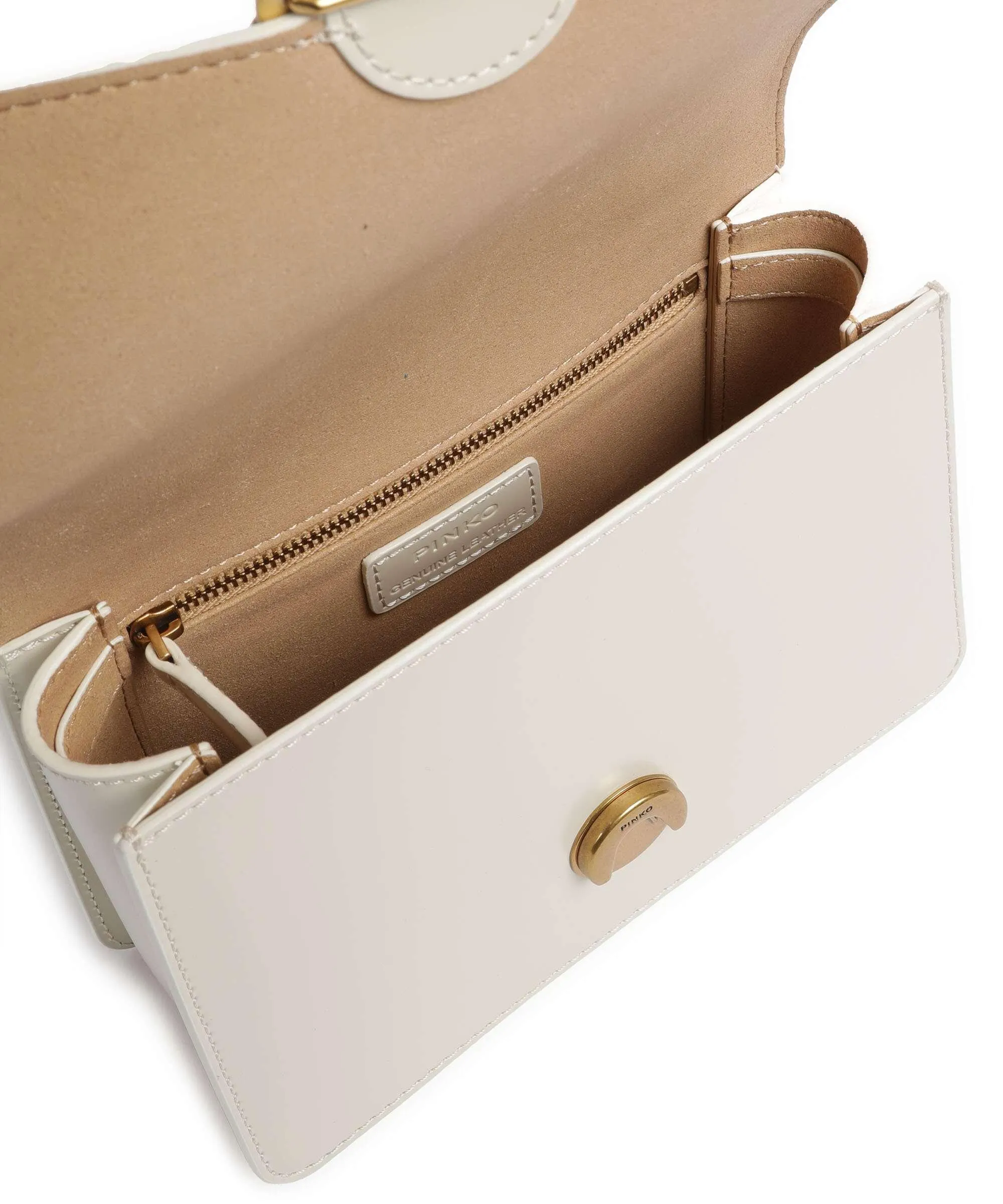  Pinko Love One Mini Borsa a tracolla pelle liscia bianco  