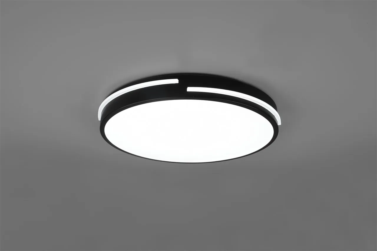 Plafoniera Rotonda Tacoma Nera Led Dimmer Integrato e Cambio Colore 2700k - 6500k Trio Lighting