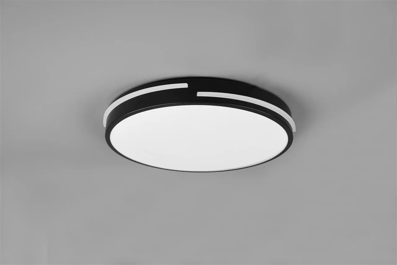Plafoniera Rotonda Tacoma Nera Led Dimmer Integrato e Cambio Colore 2700k - 6500k Trio Lighting