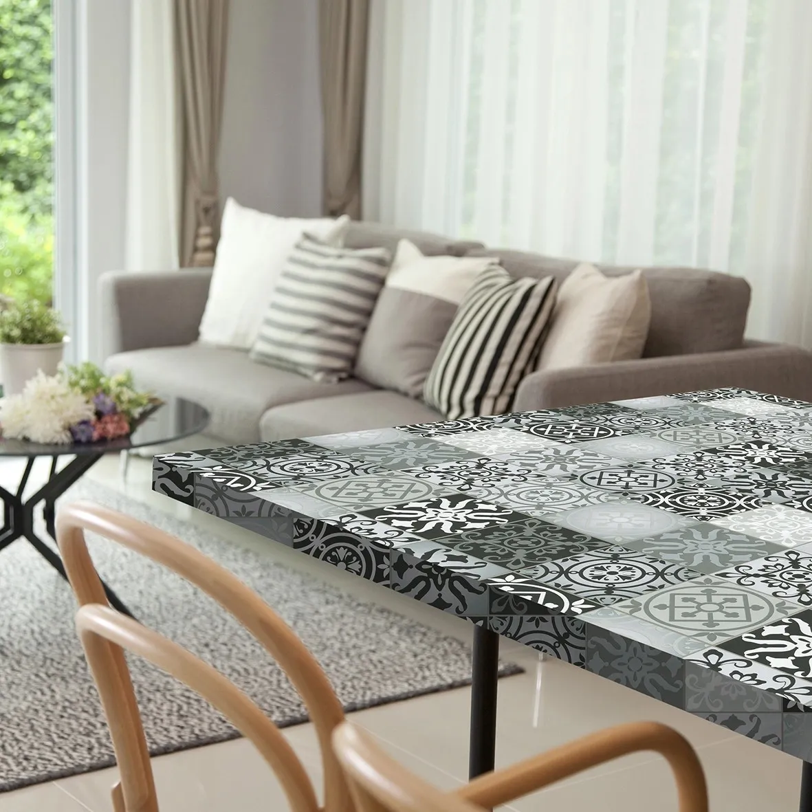 Plastica adesiva decorativa in rotolo cementina bianco e nero 45 cm x 2 m