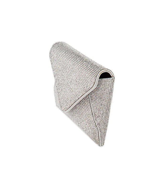 Pochette argento in laminato con pietre