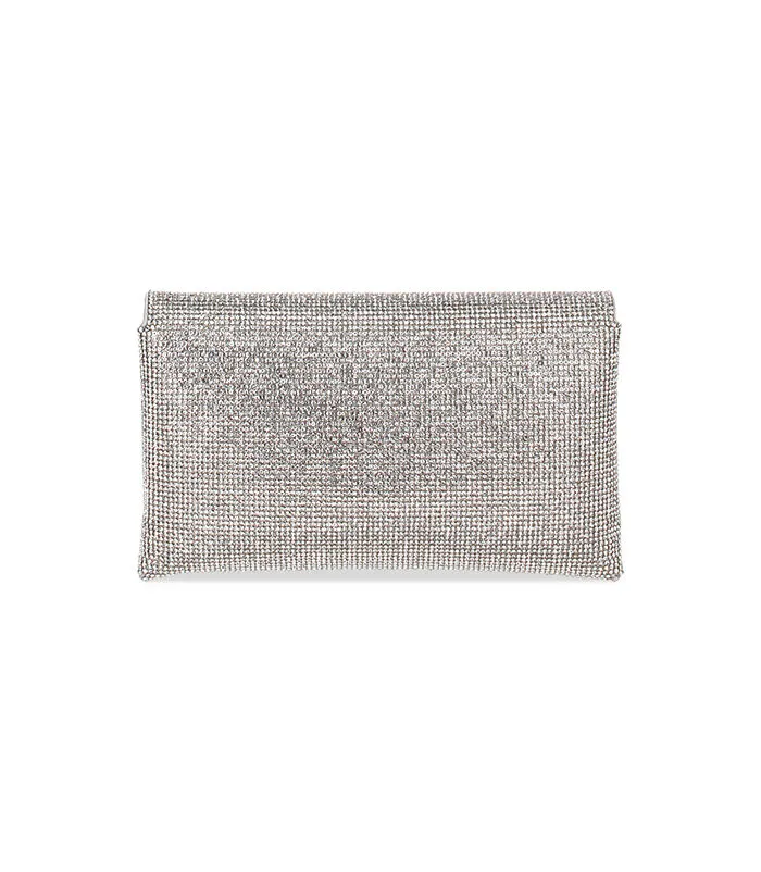 Pochette argento in laminato con pietre