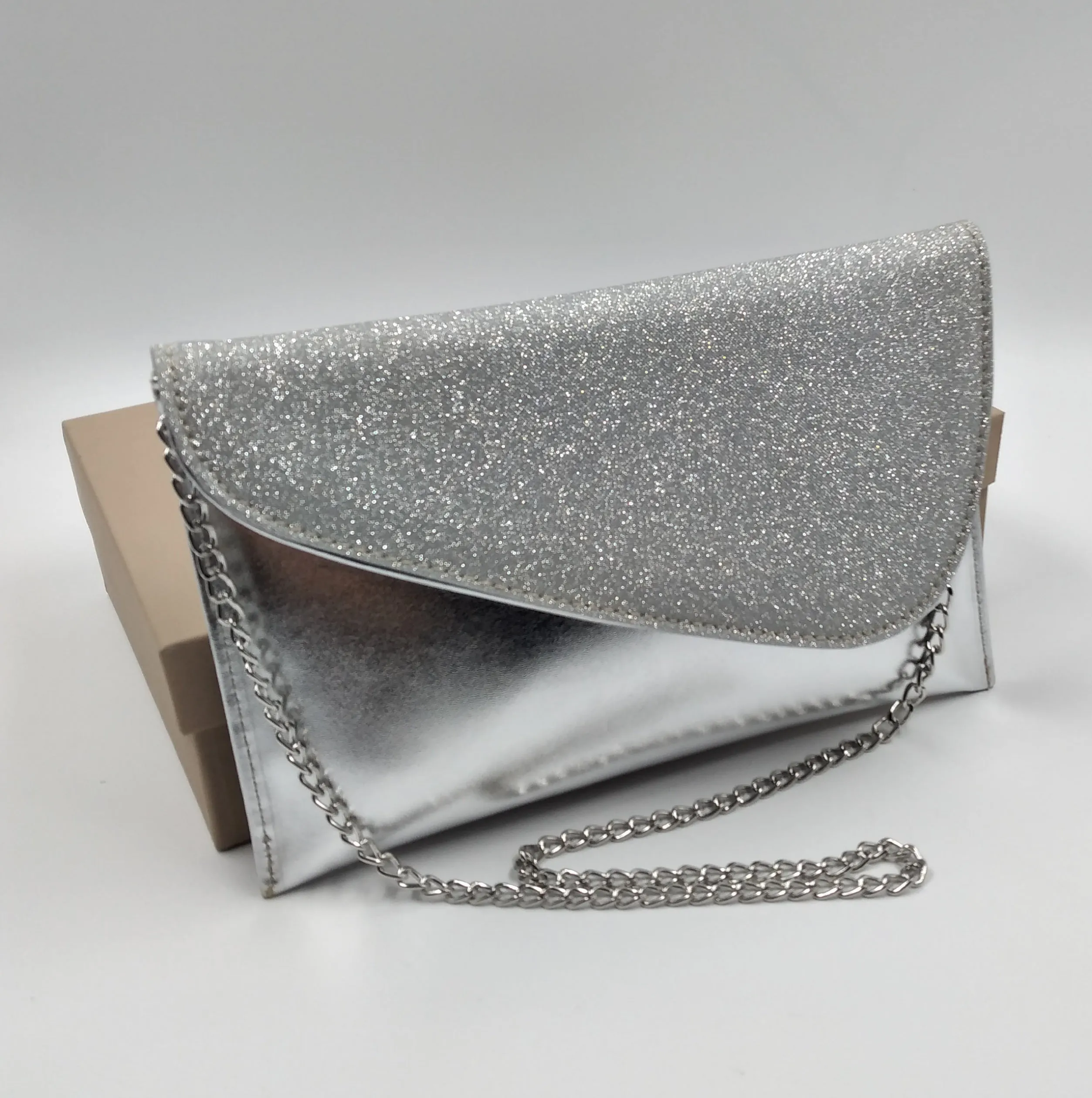 POCHETTE ARGENTO TESSUTO GLITTER