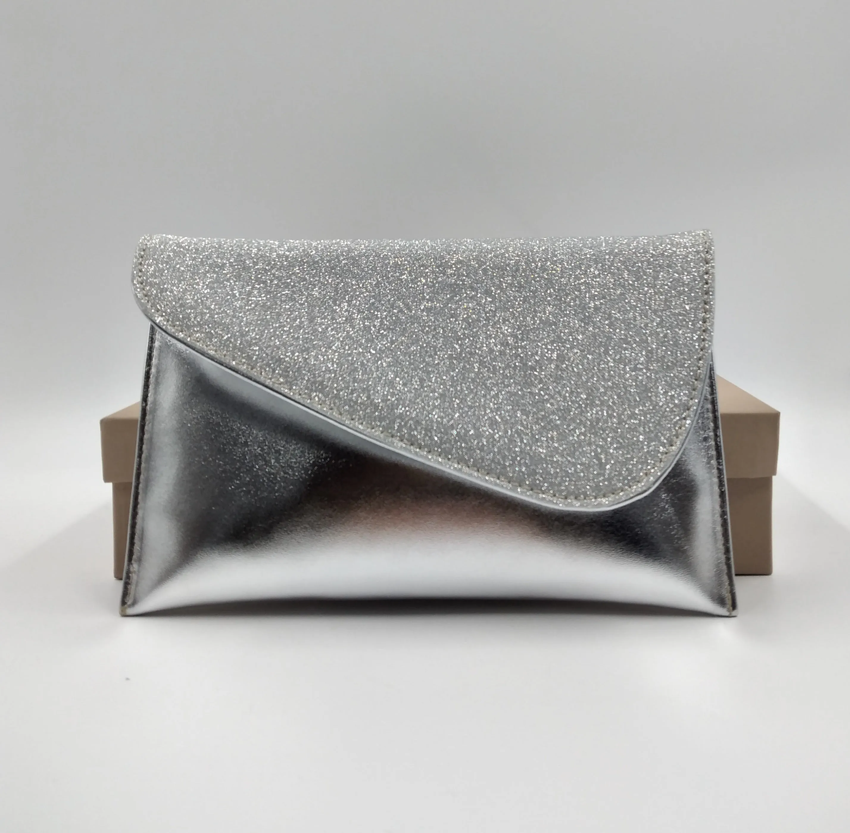 POCHETTE ARGENTO TESSUTO GLITTER