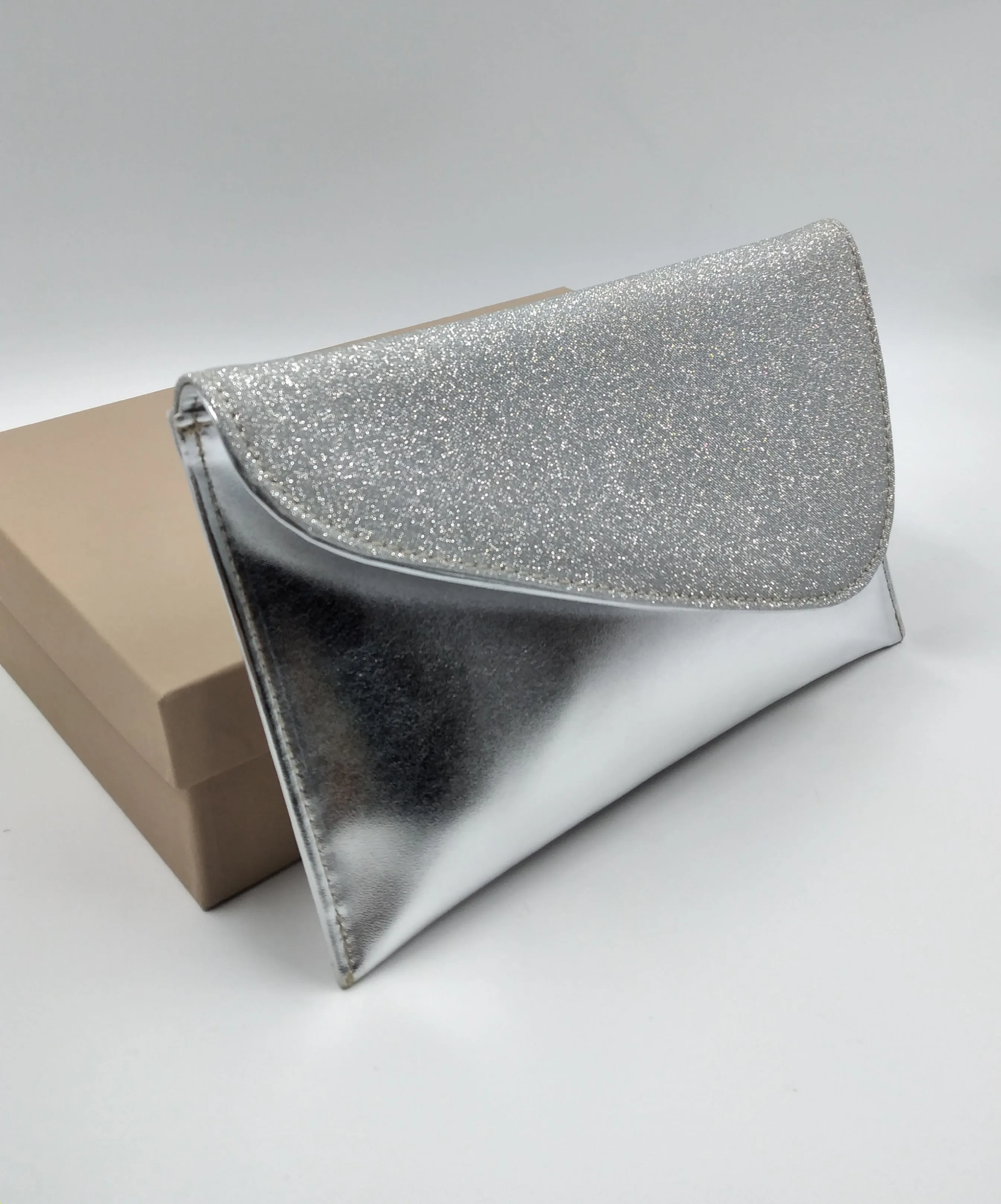 POCHETTE ARGENTO TESSUTO GLITTER