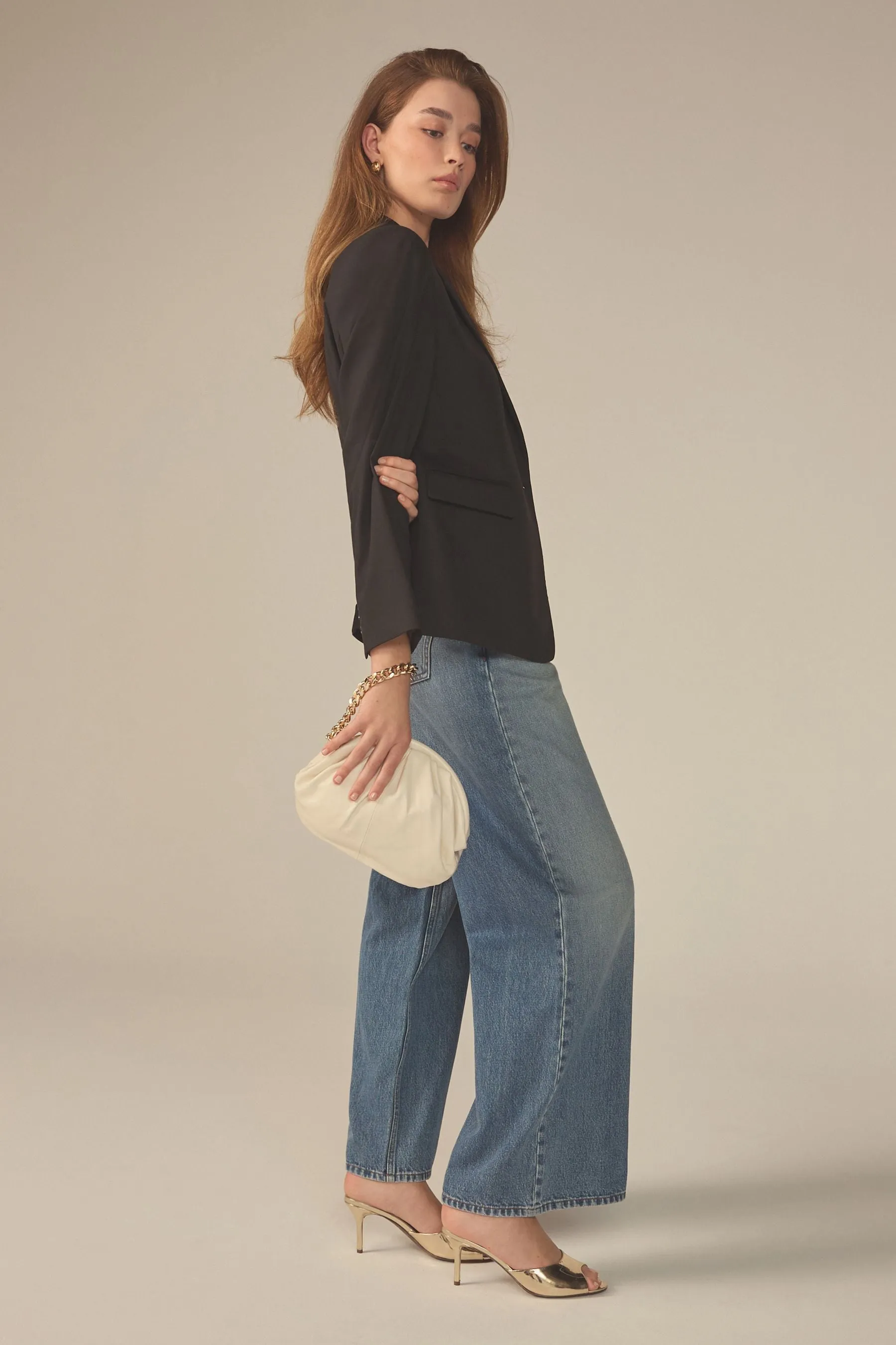 Pochette Borsa in pelle con bottoni a pressione