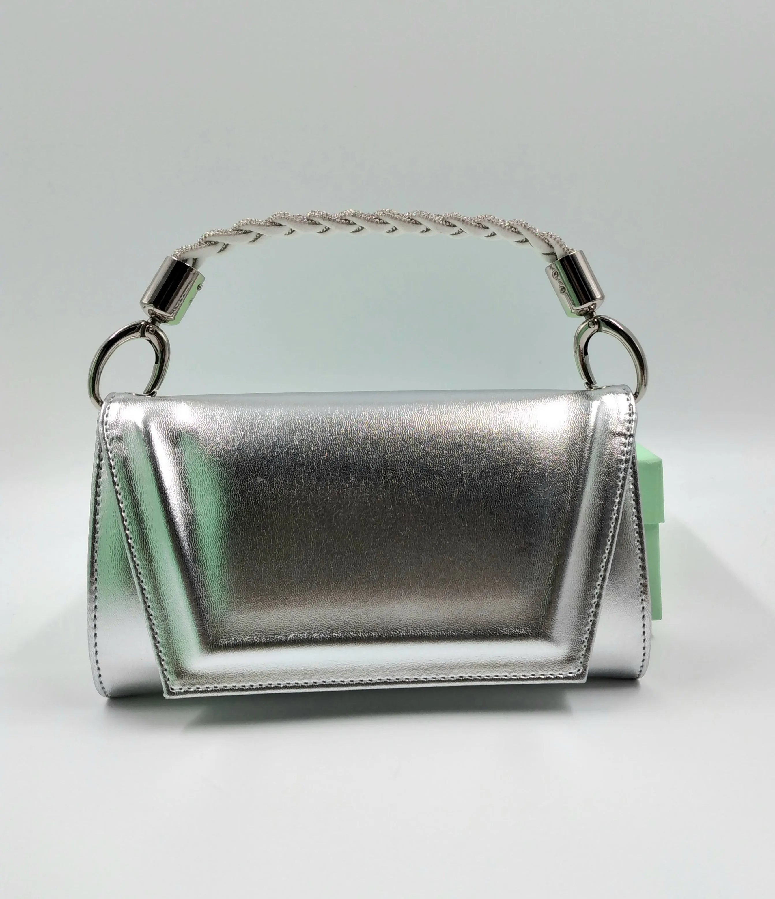 POCHETTE TRECCIA STRASS ARGENTO