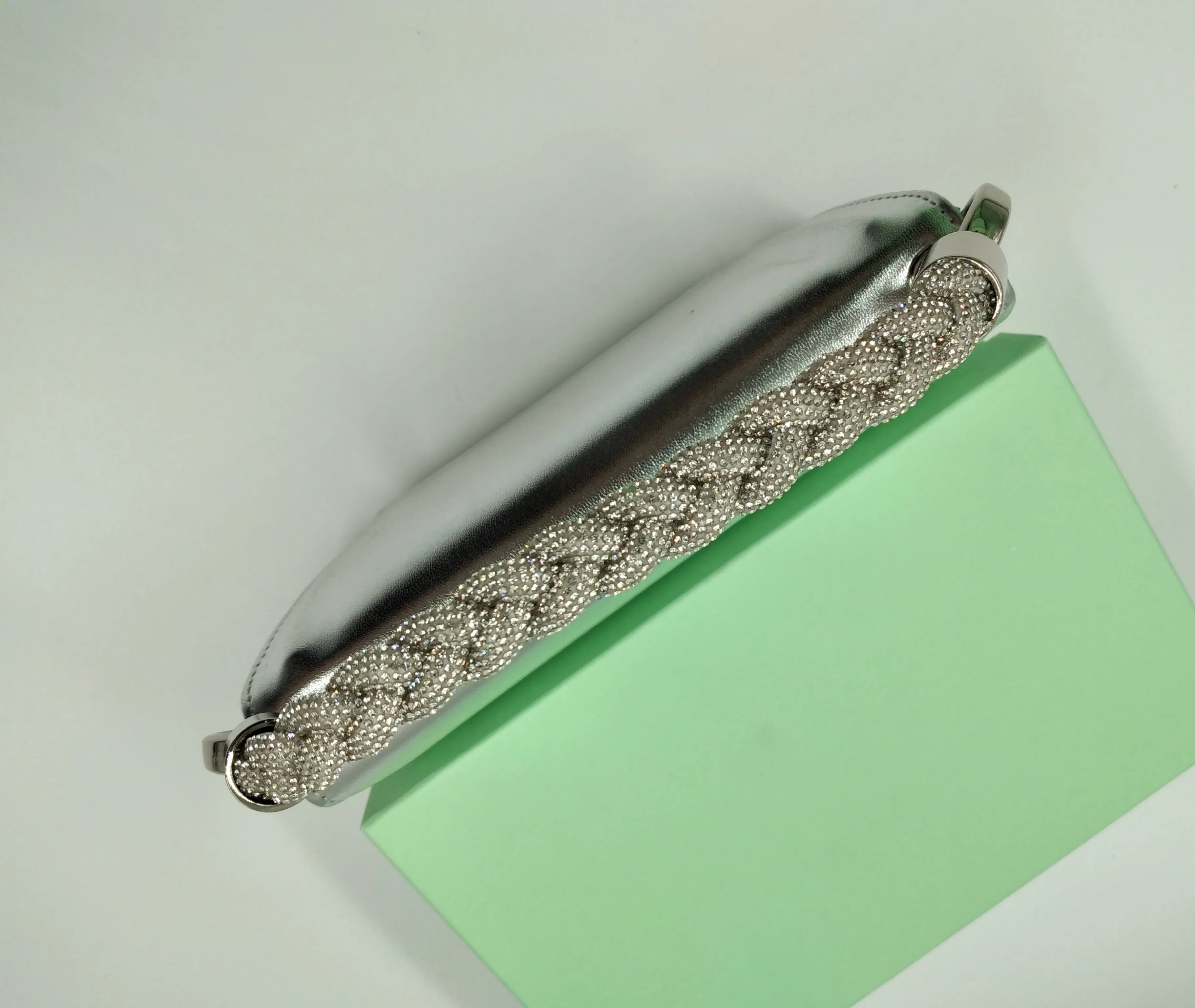 POCHETTE TRECCIA STRASS ARGENTO